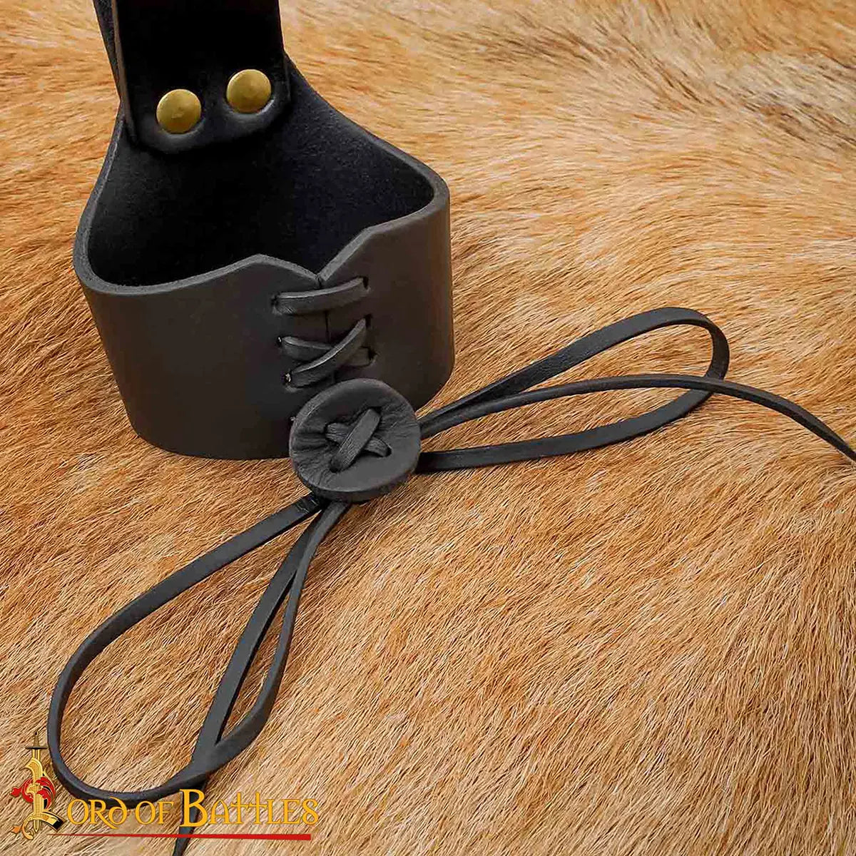 Imagen única de: Funda para cuerno de beber en cuero 3 mm — Ajustable (Negro, L)