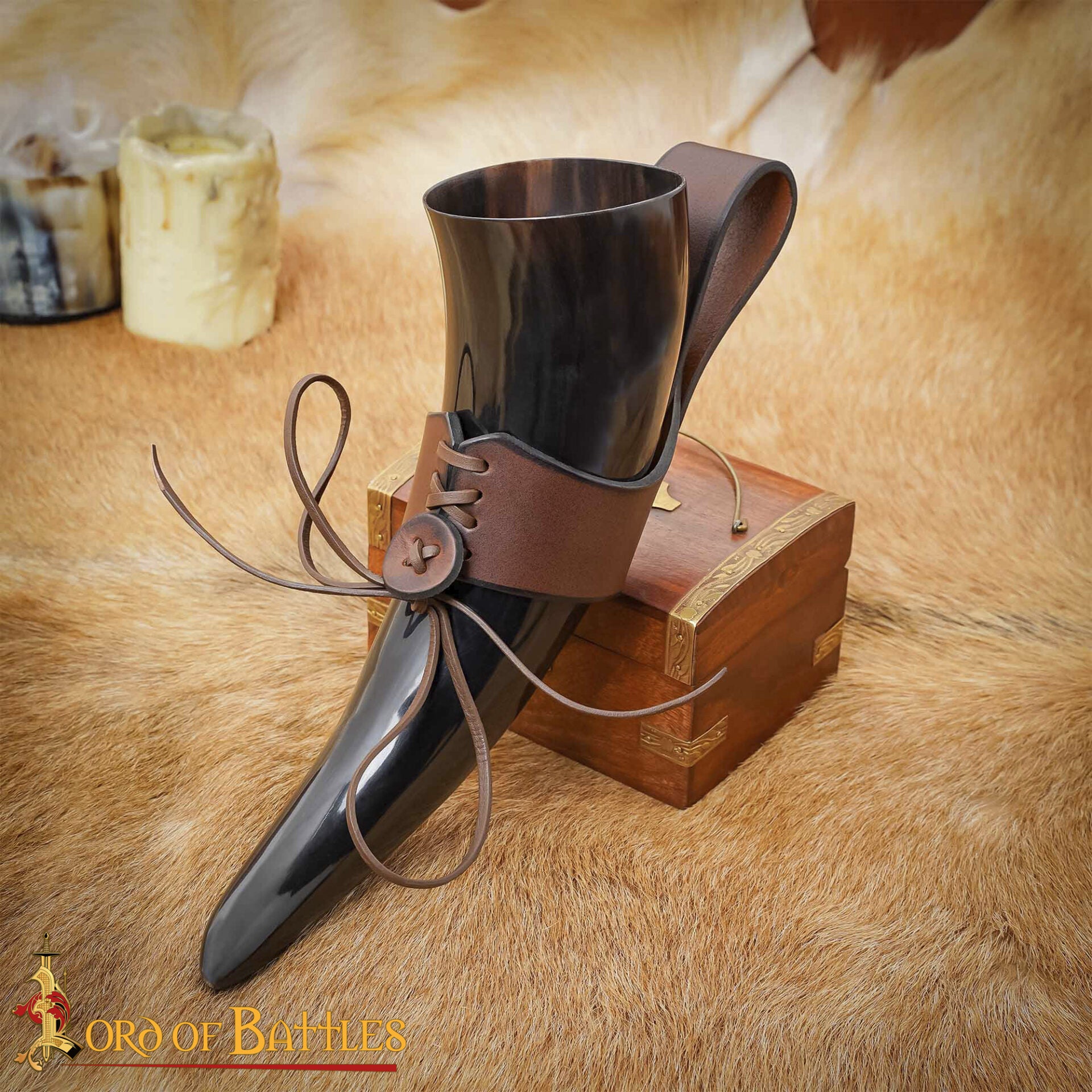 Soporte de cuero para cuerno de beber - ajustable - imagen 103