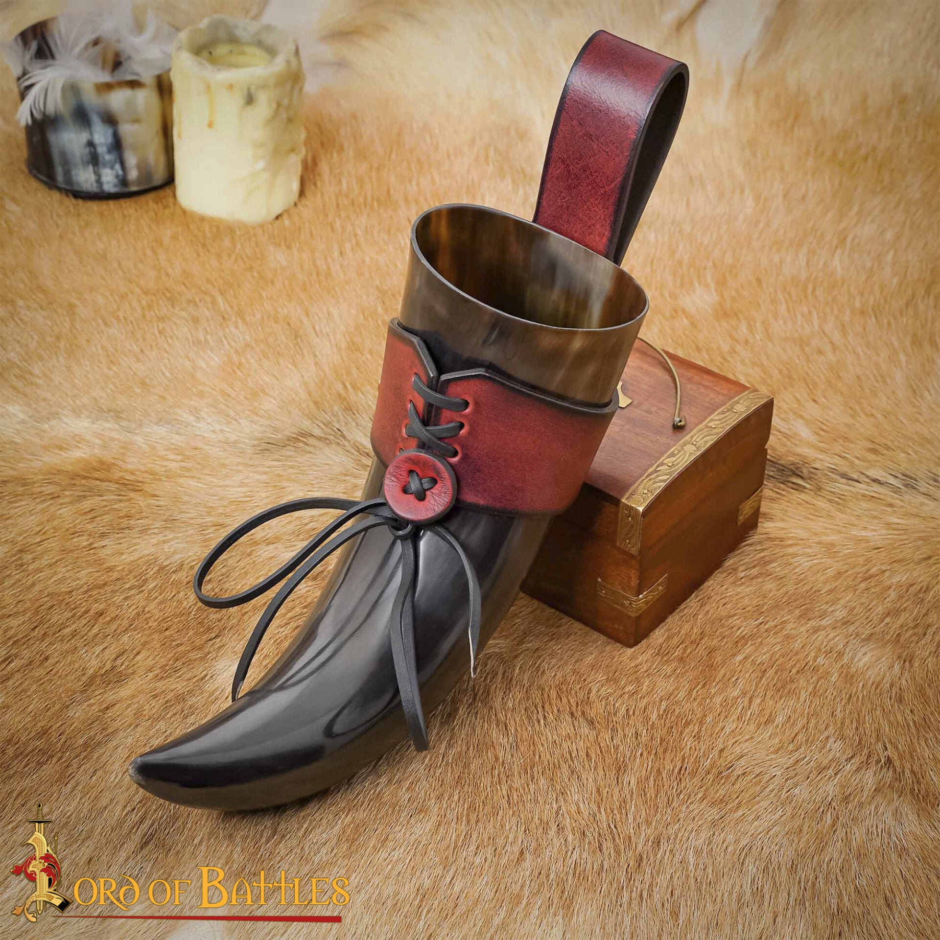 Soporte de cuero para cuerno de beber - ajustable - imagen 120