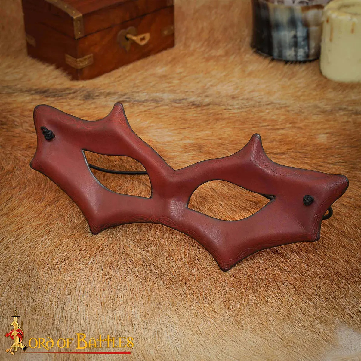 Imagen única de: Máscara de cuero genuino para LARP y cosplay