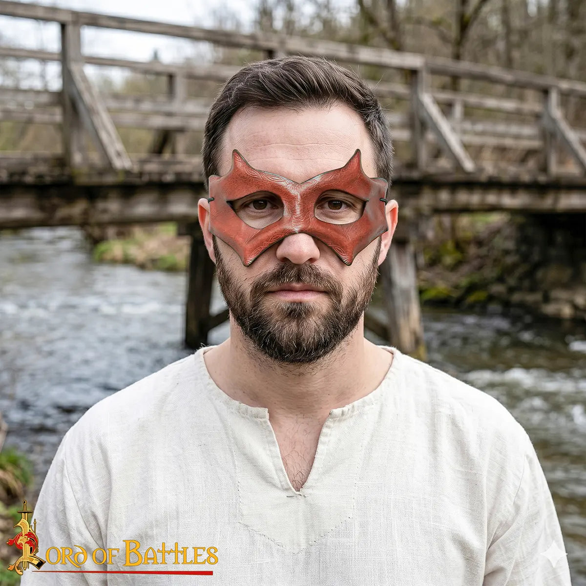 Imagen única de: Máscara de cuero genuino para LARP y cosplay