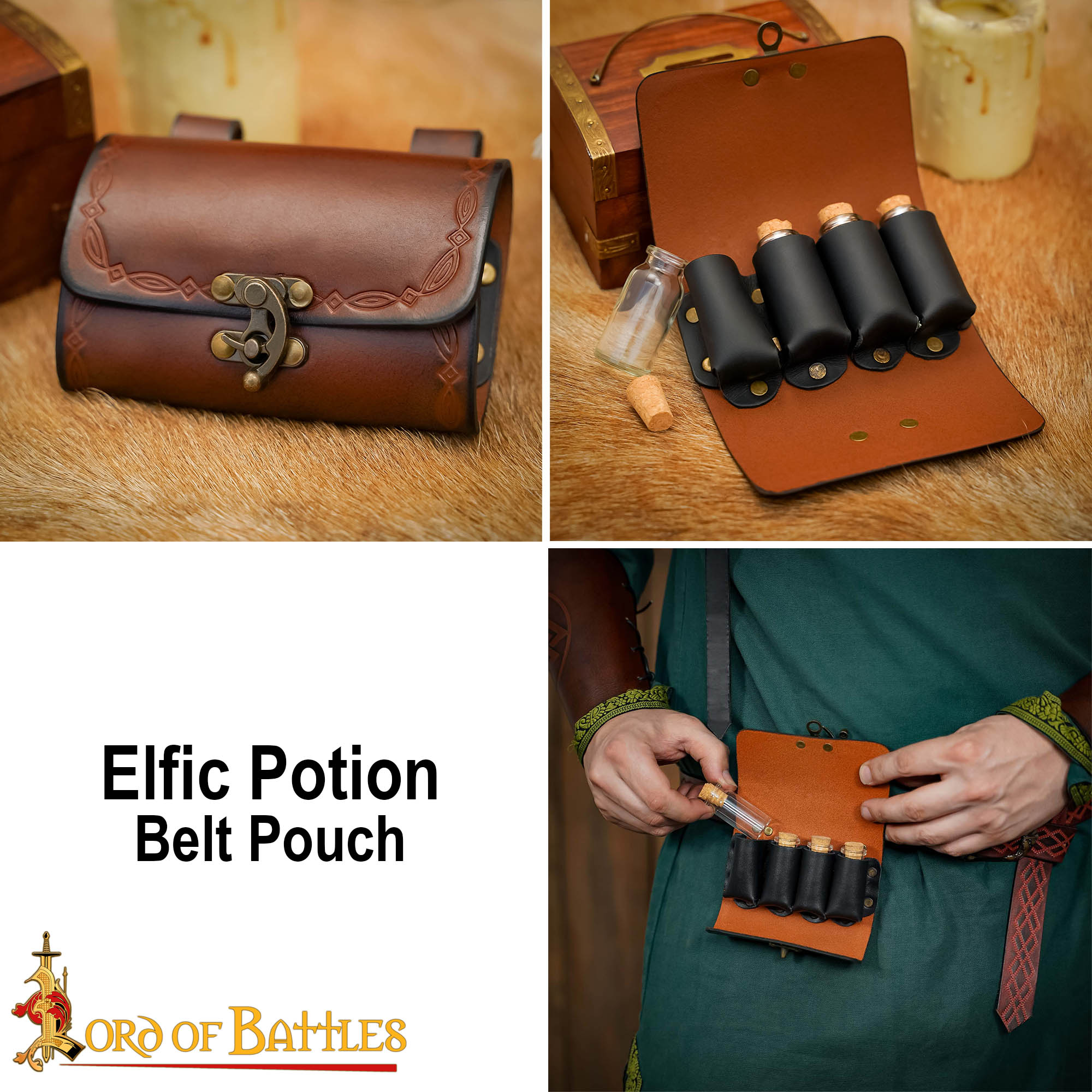 Bolsa de pociones de cuero con 4 frascos - imagen 8