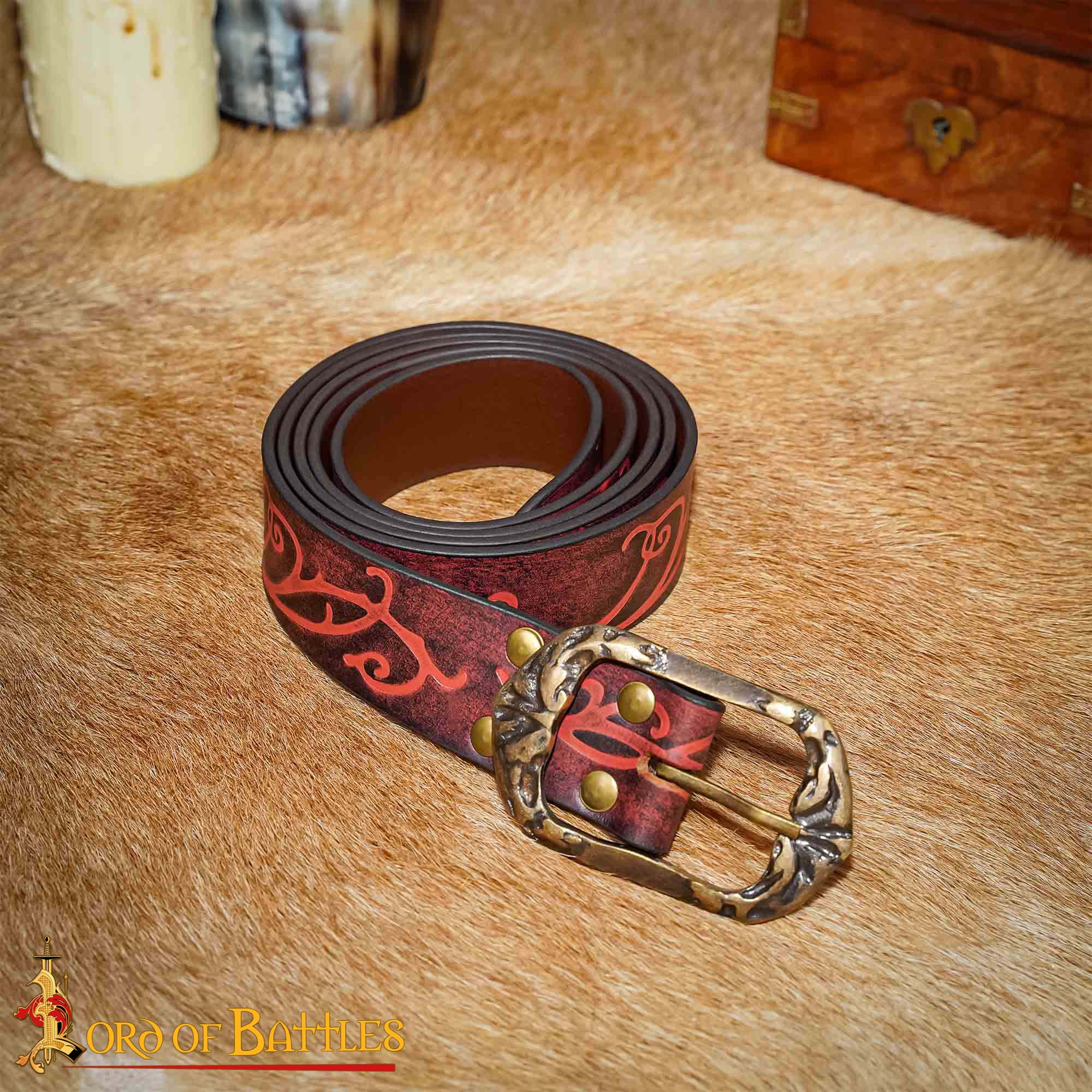 Cinturón Elfo Guardabosques de cuero genuino con hebilla de latón antiguo - imagen 14