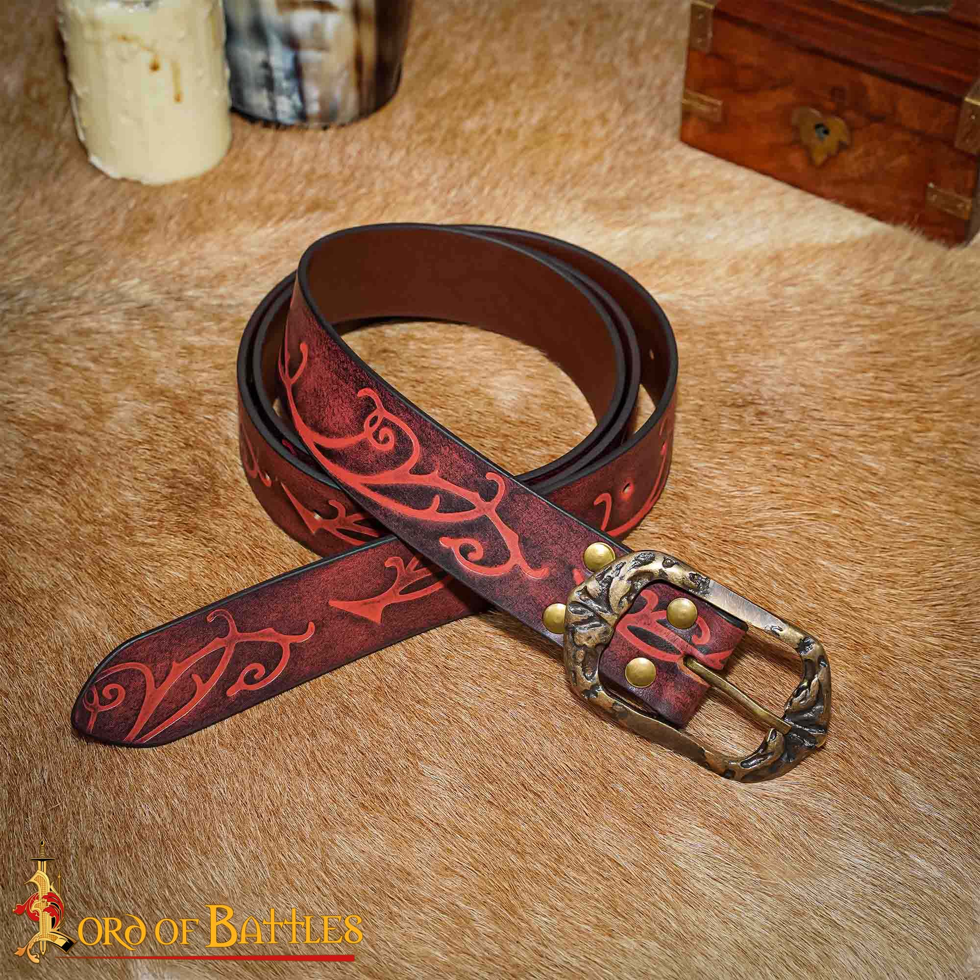 Cinturón Elfo Guardabosques de cuero genuino con hebilla de latón antiguo - imagen 16