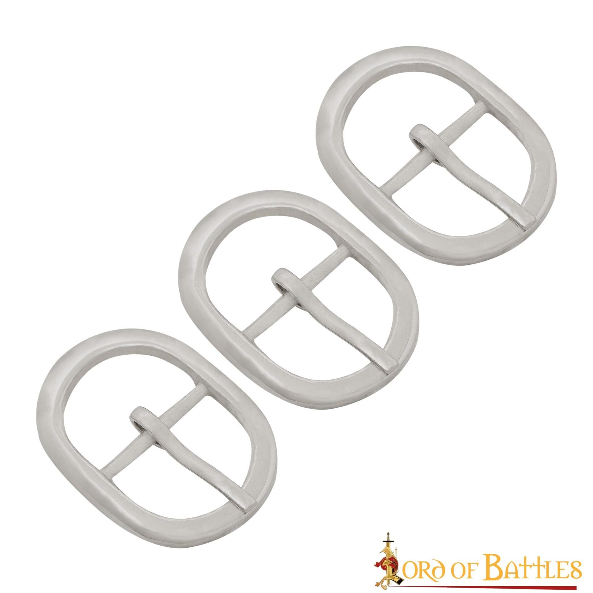 Imagen única de: Set de 3 hebillas ovaladas medievales de acero niquelado, 1,7 cm - imagen 7