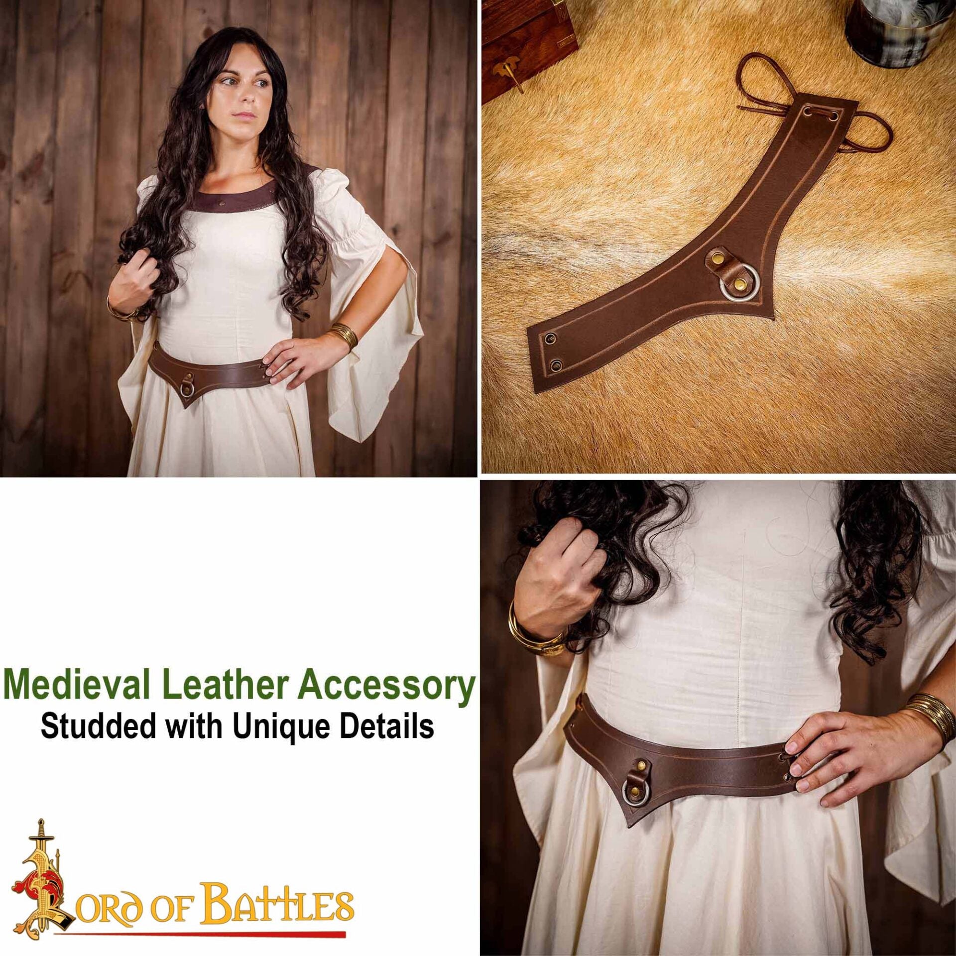 Accesorio de cuero genuino con anilla de acero para LARP y cosplay - imagen 9