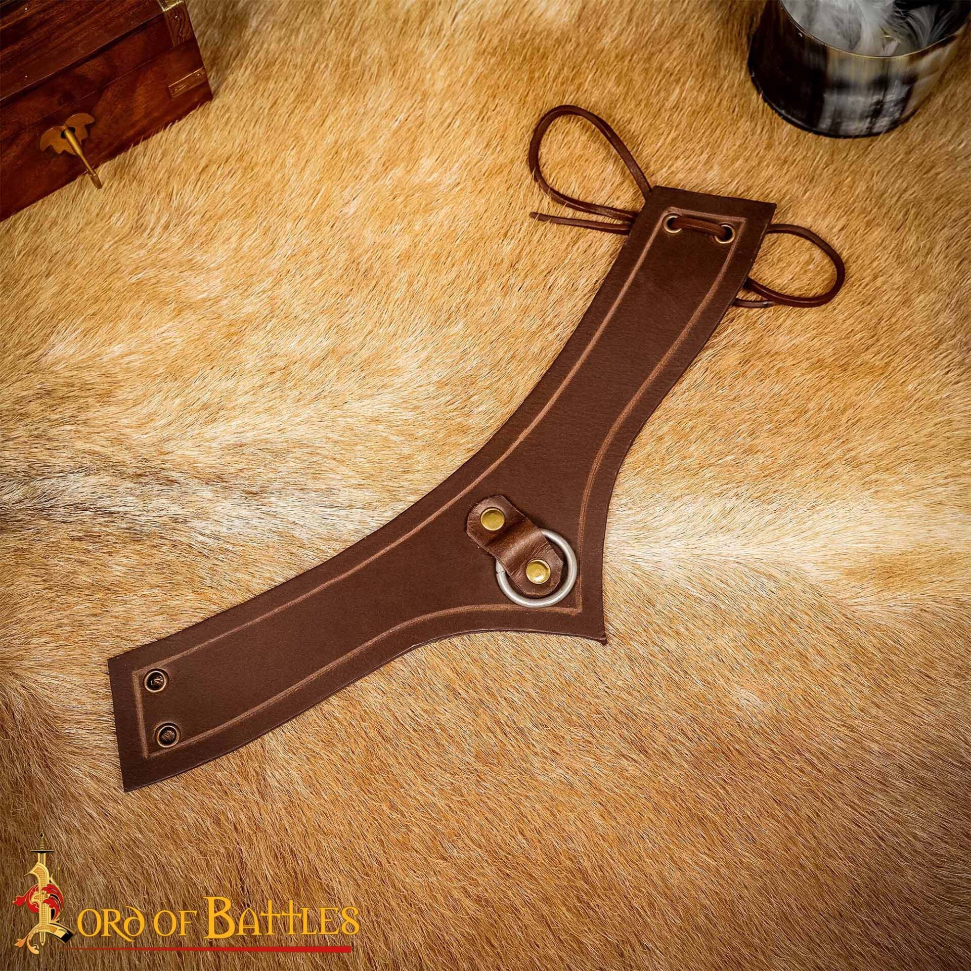Accesorio de cuero genuino con anilla de acero para LARP y cosplay - imagen 13