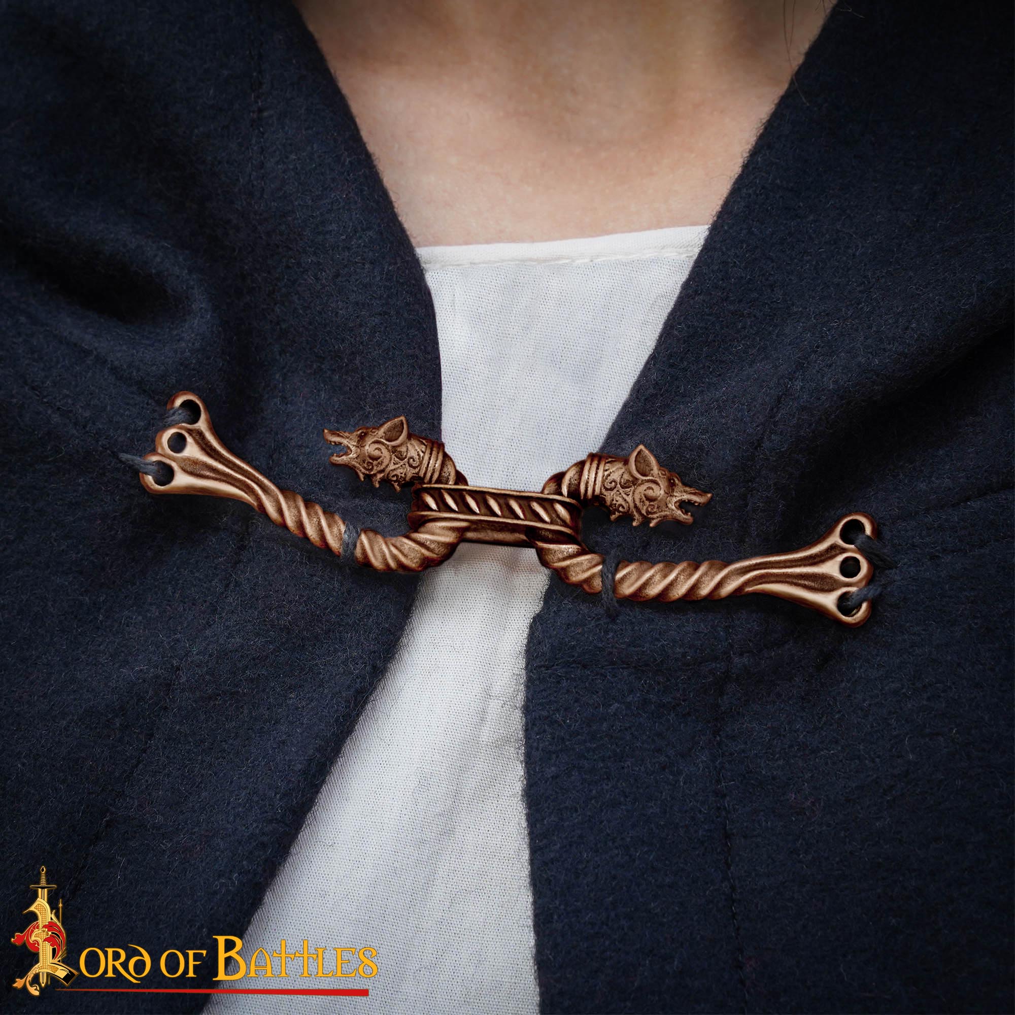 Broche vikingo de bronce para capa con cabezas de animal - cera perdida - imagen 50
