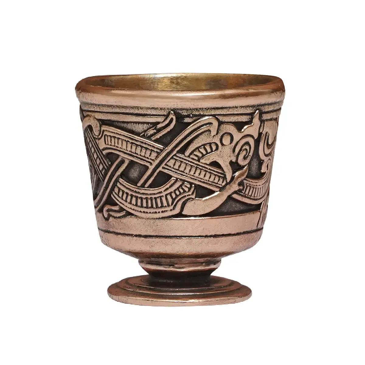 Copa ritual de bronce grabada, siglo XII, fundición a la cera perdida