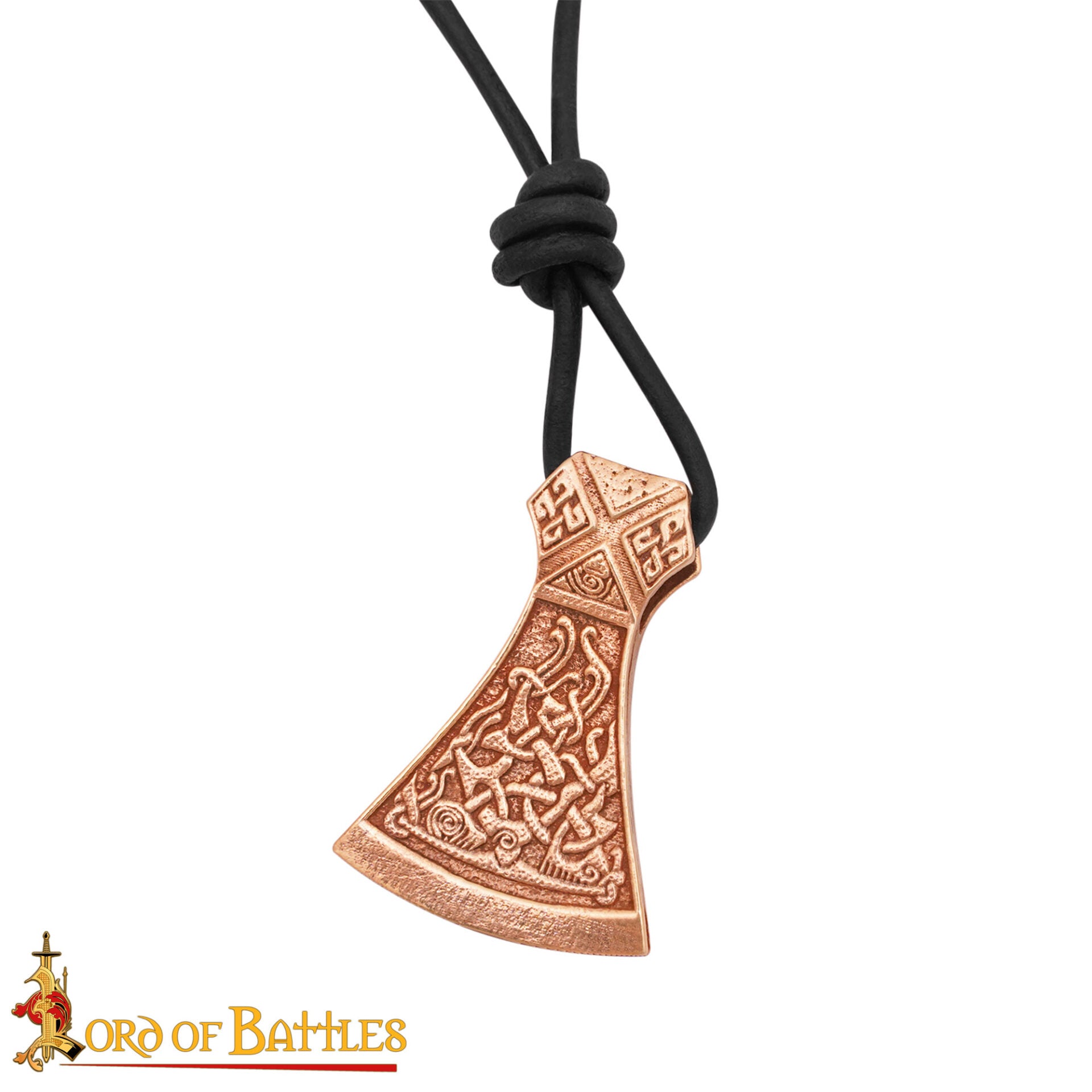 Colgante hacha de bronce - cera perdida, cordón de cuero ajustable - imagen 11