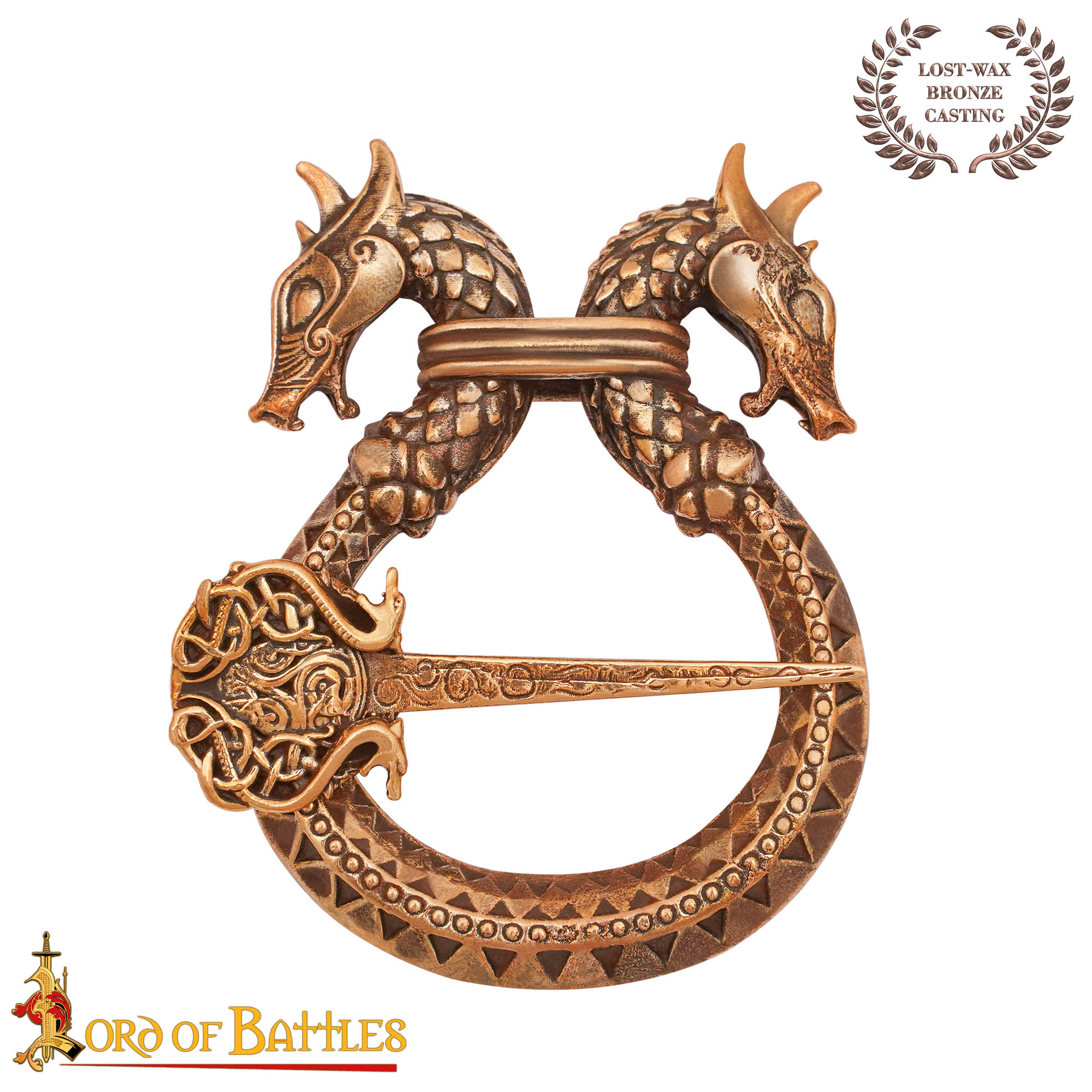 Imagen única de: Broche Dragón Celta / Alfiler de Capa Bronce Fundido a la Cera Perdida