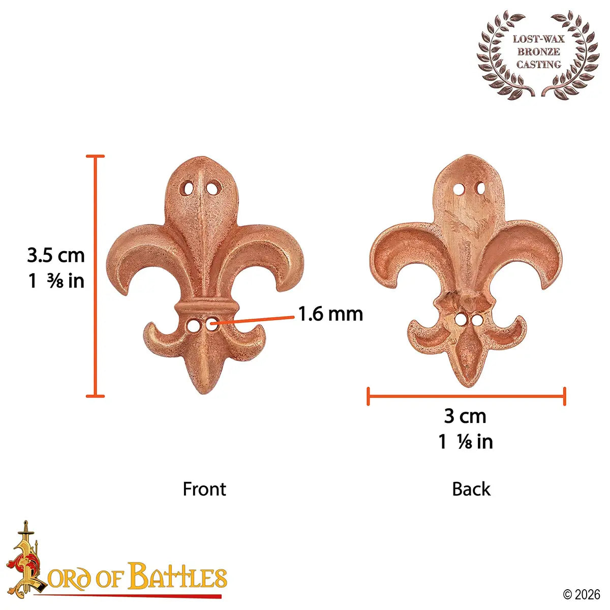 Montura de cinturón Fleur-de-Lis en bronce (siglos XII–XV), acabado envejecido - imagen 4