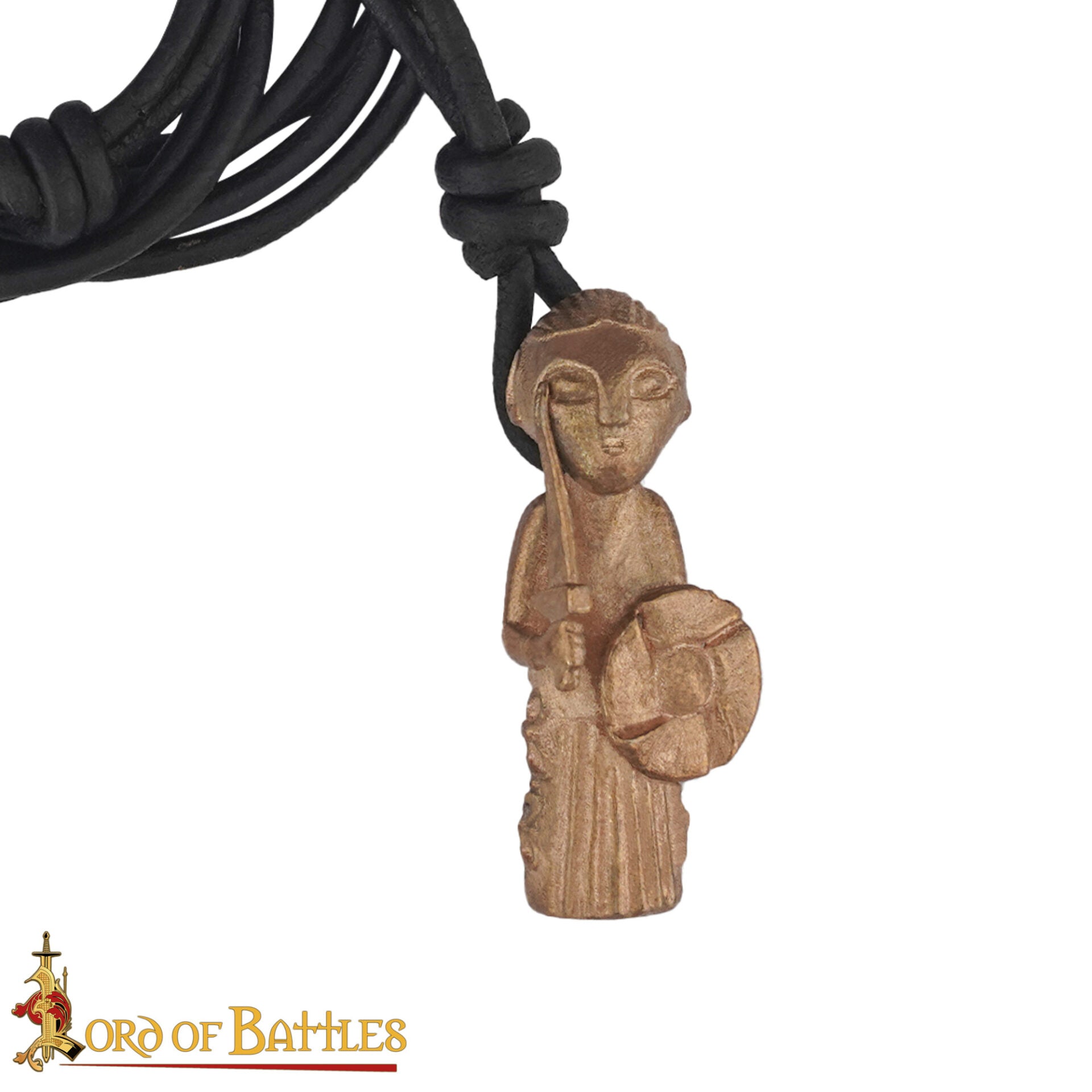 Colgante Valquiria vikingo en bronce — fundición a cera perdida, cordón de cuero ajustable - imagen 13