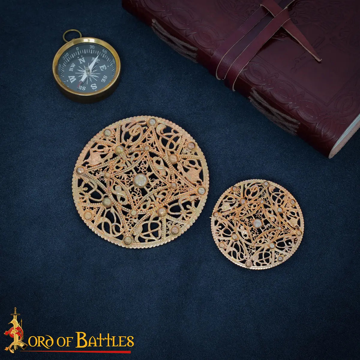 Broche disco vikingo de bronce con filigrana estilo Urnes, 6 cm - imagen 11