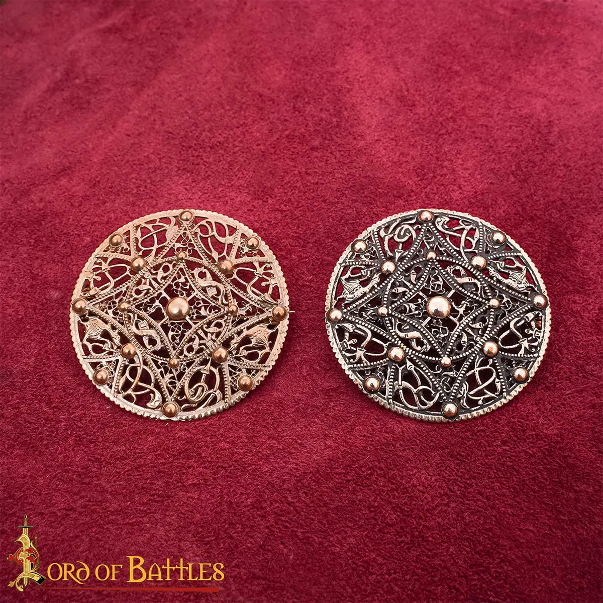 Broche disco vikingo de bronce con filigrana estilo Urnes, 6 cm - imagen 12