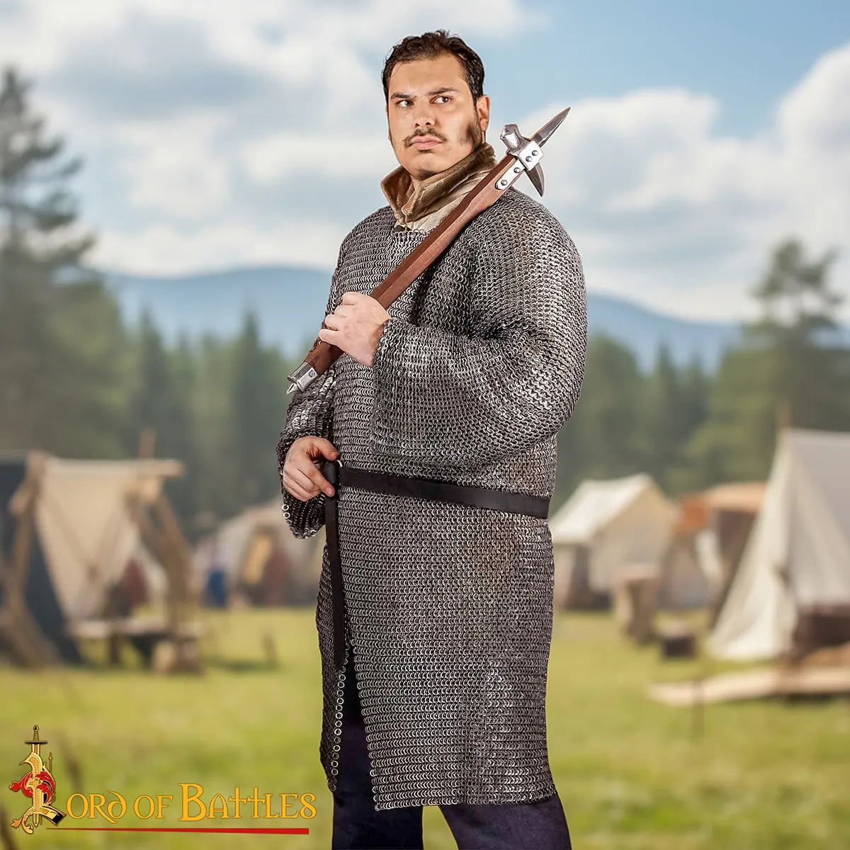 Cota de malla hauberk remachada, anillas 9 mm (cal. 17) - acabado natural - imagen 2