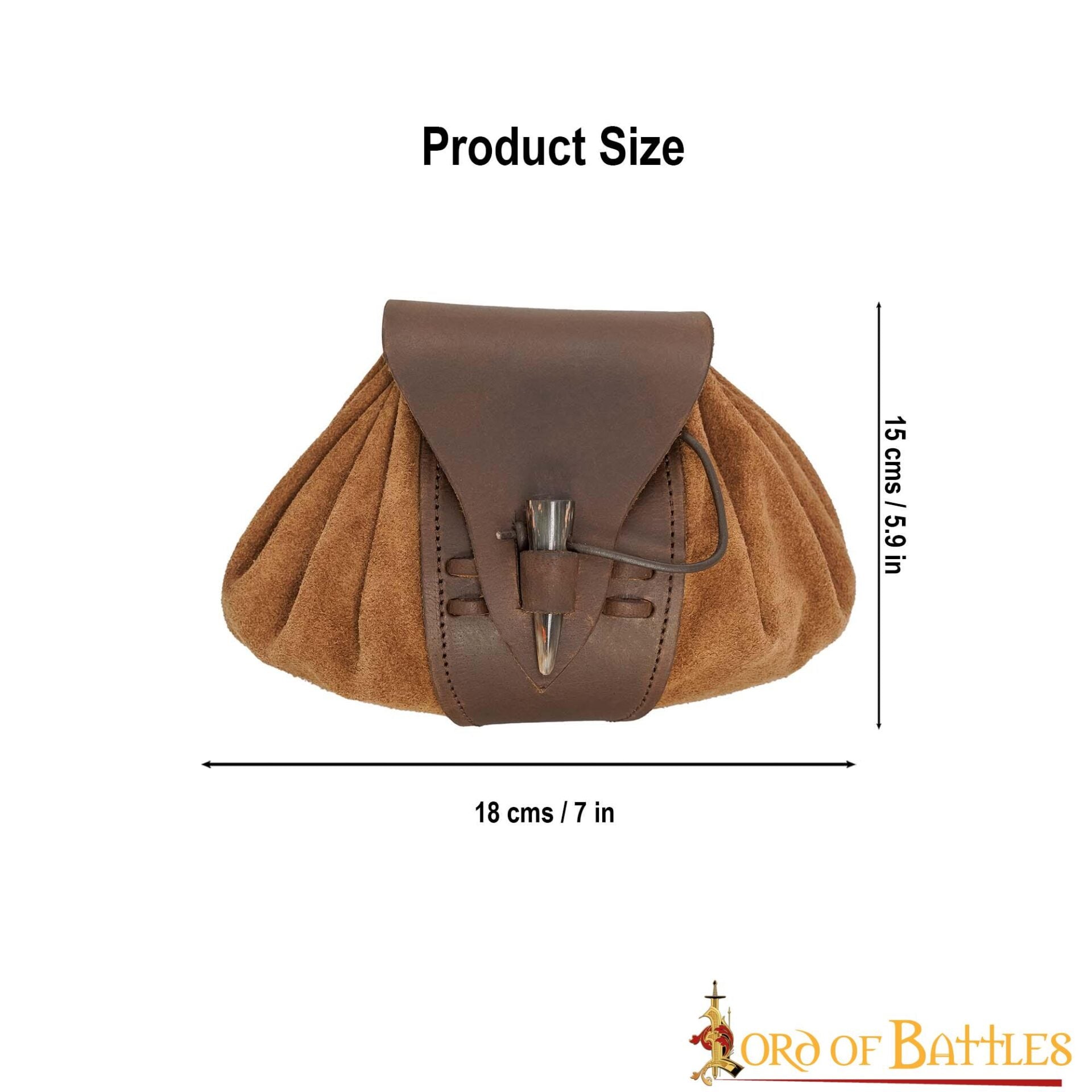 Bolsa de cinturón medieval de ante y cuero con broche de cuerno - imagen 9