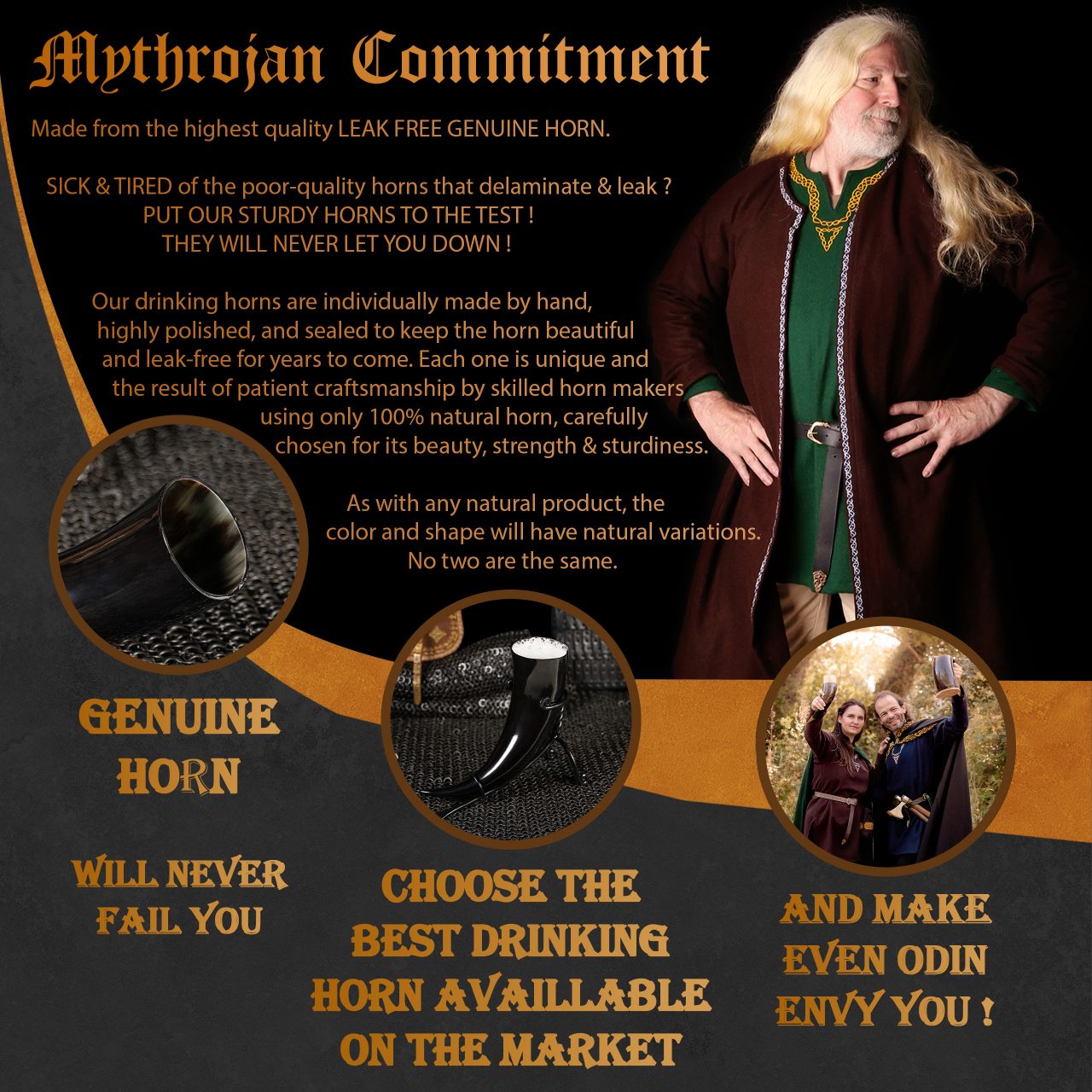 Cuerno vikingo para beber — 500 ml, estilo medieval - imagen 8