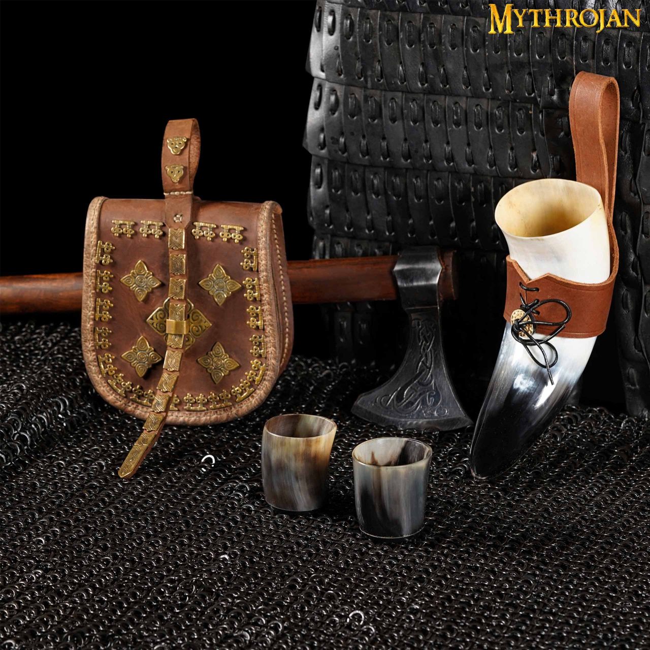 Set de 2 cuernos vikingos para chupito — estilo nórdico medieval - imagen 5