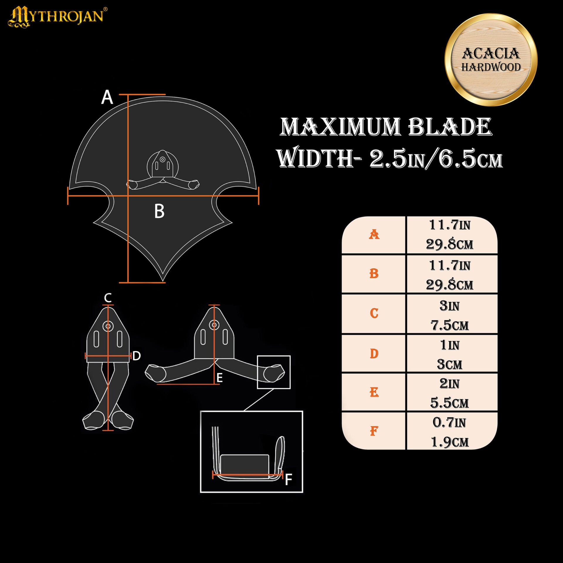 Placa de pared para espada en madera de acacia con soporte de acero - imagen 12