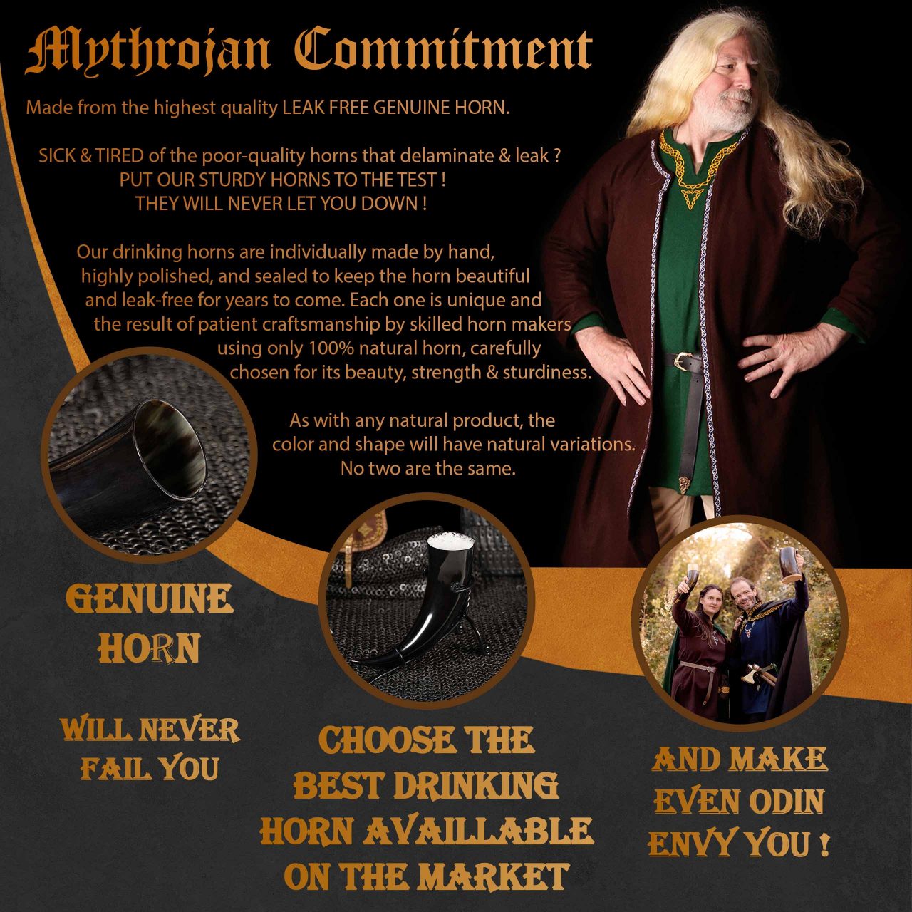 Cuerno vikingo para beber — 500 ml, estilo medieval - imagen 4