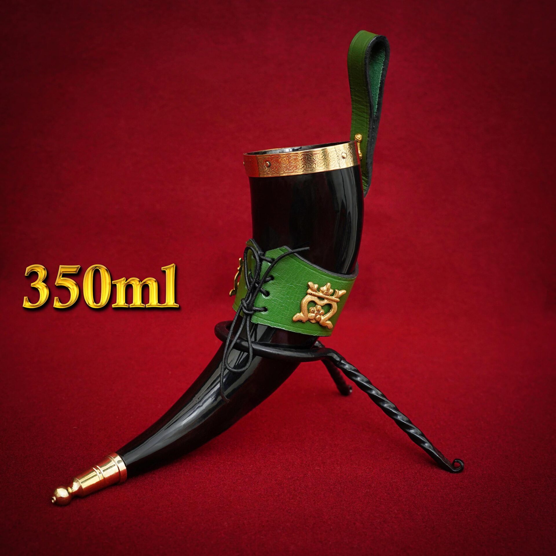 Cuerno vikingo 350 ml 'The Elegant Lady' con funda de cuero verde - imagen 4