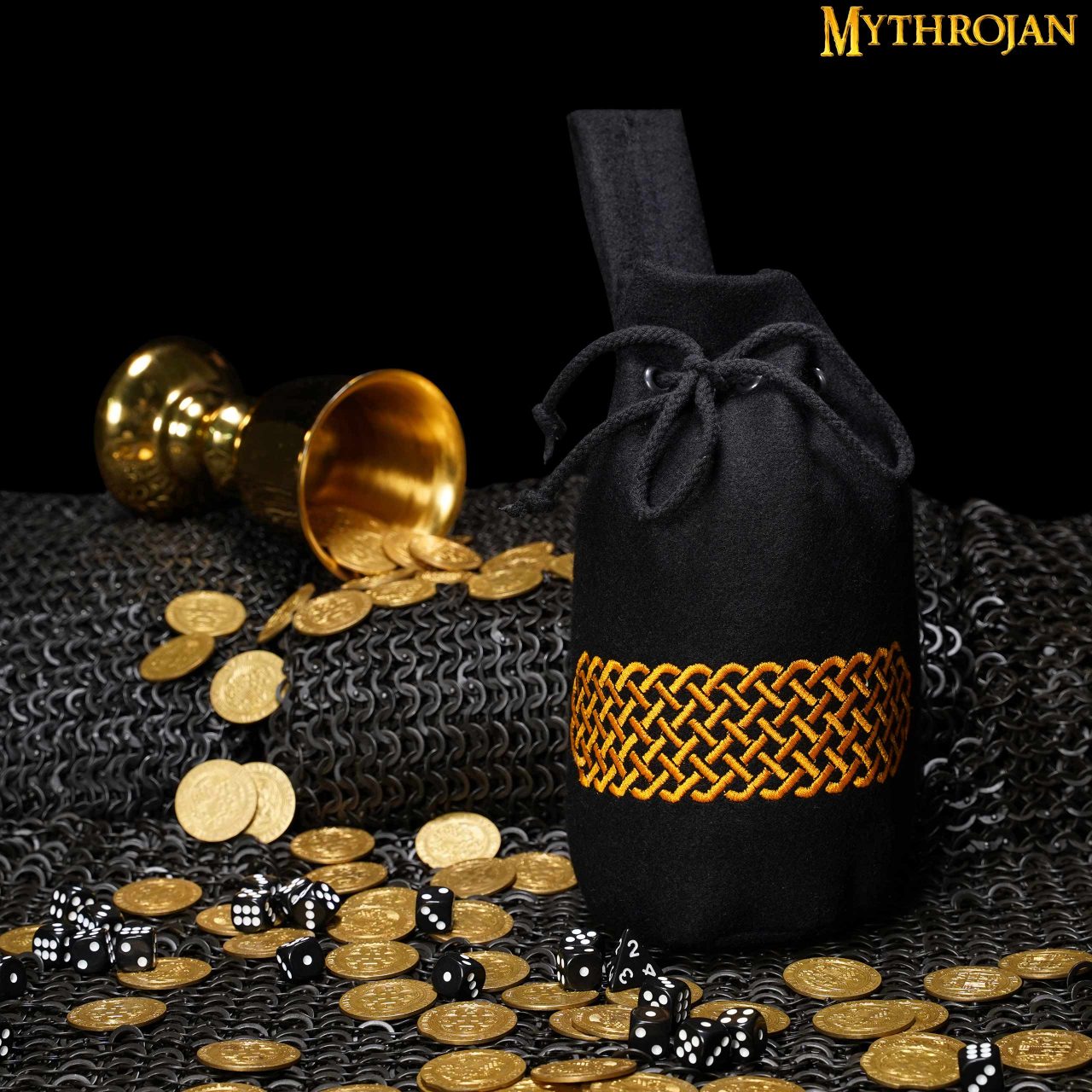 Zurrón medieval de lana bordado con cordón - imagen 10