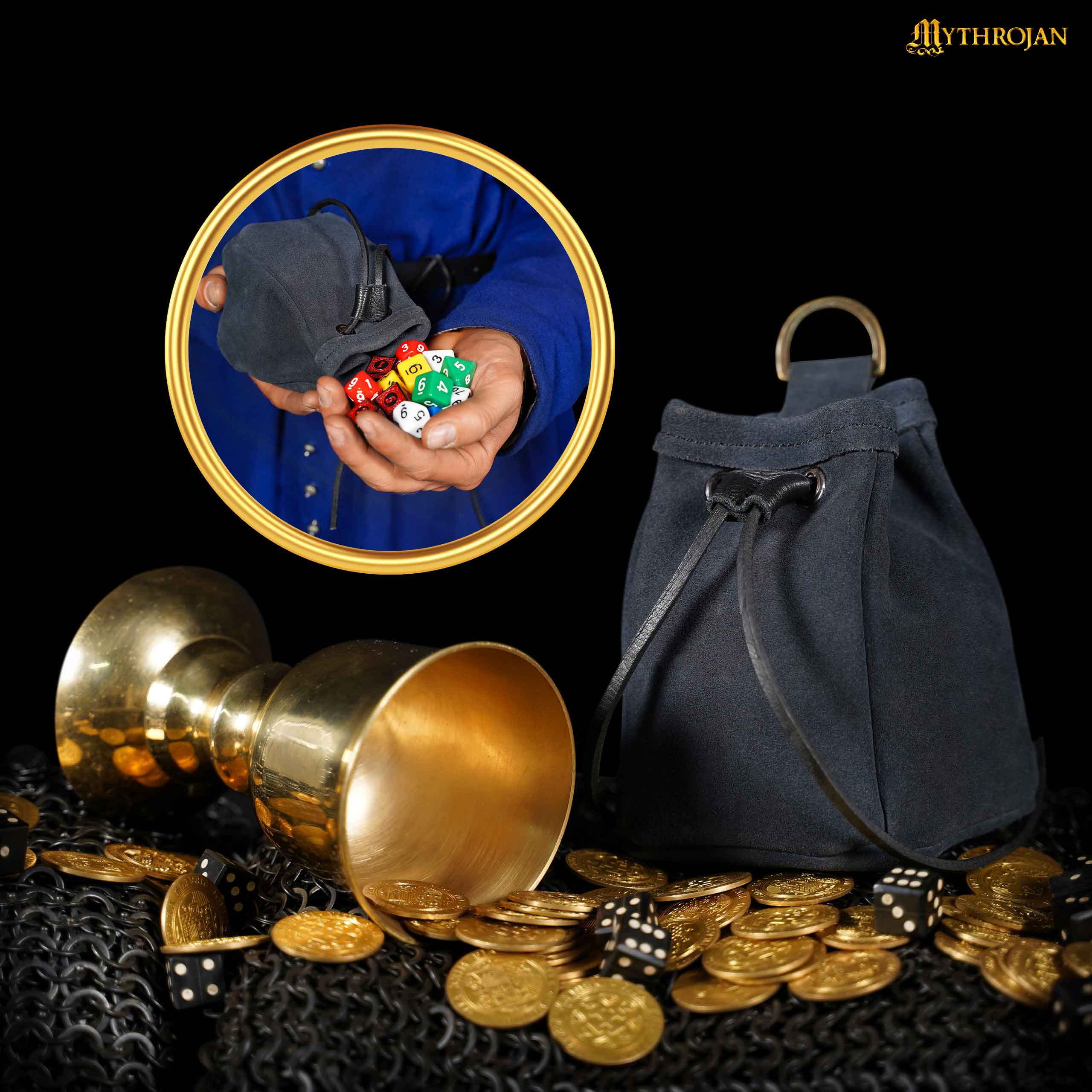 Bolsa de cinturón medieval con cordón, gamuza 5×4 - imagen 15