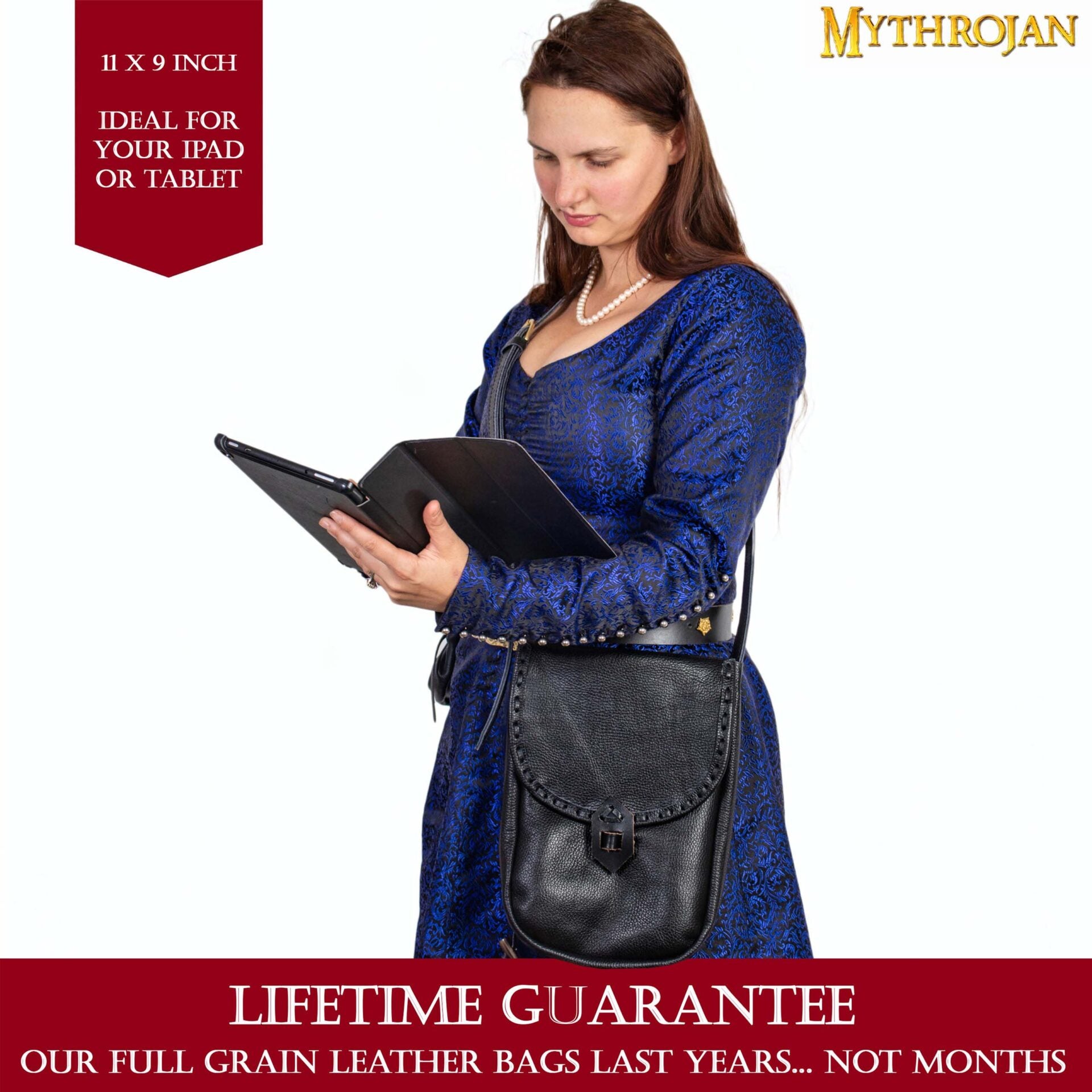 Bolsa mensajera medieval de cuero Mythrojan - imagen 18