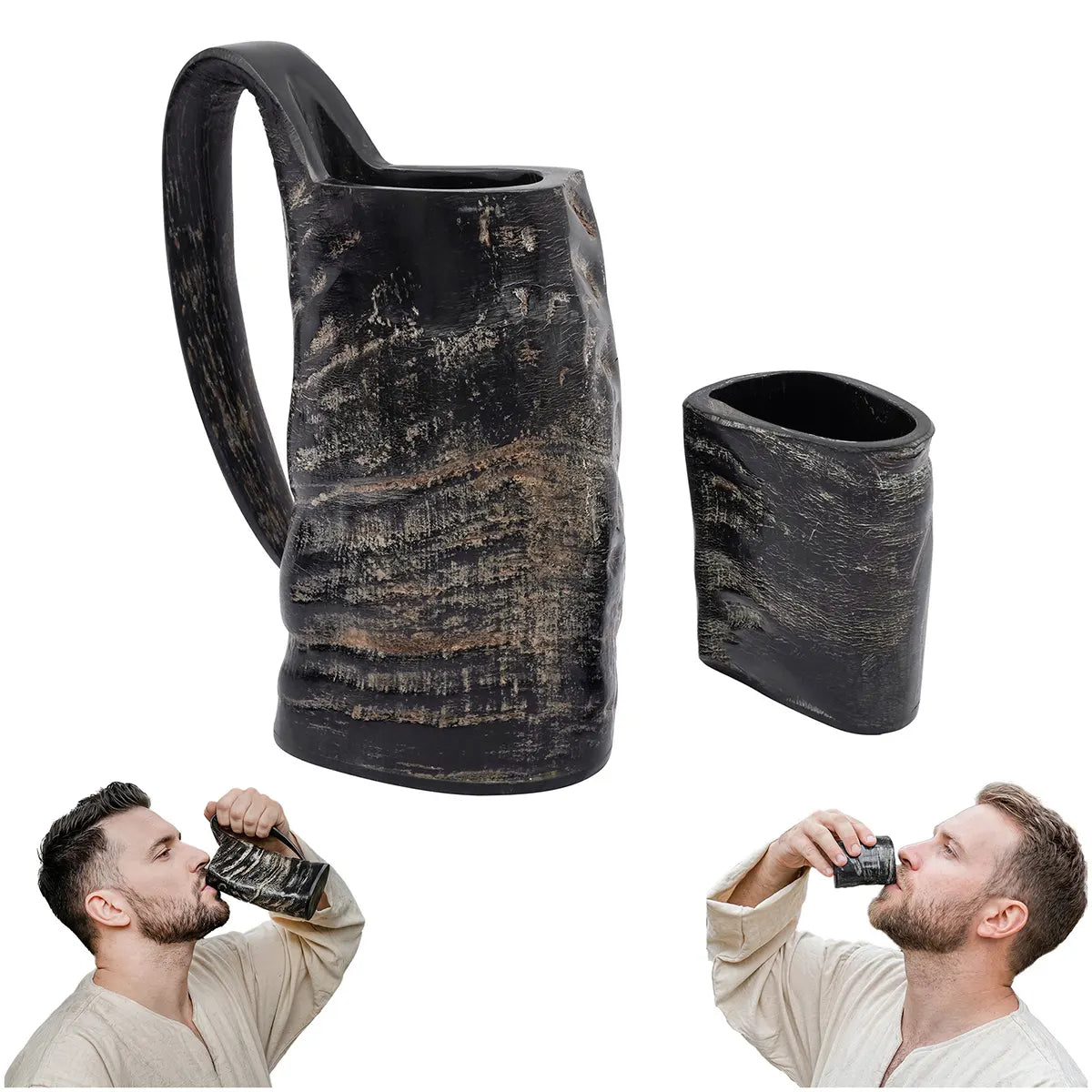 Jarra vikinga de cuerno de búfalo con vaso opcional
