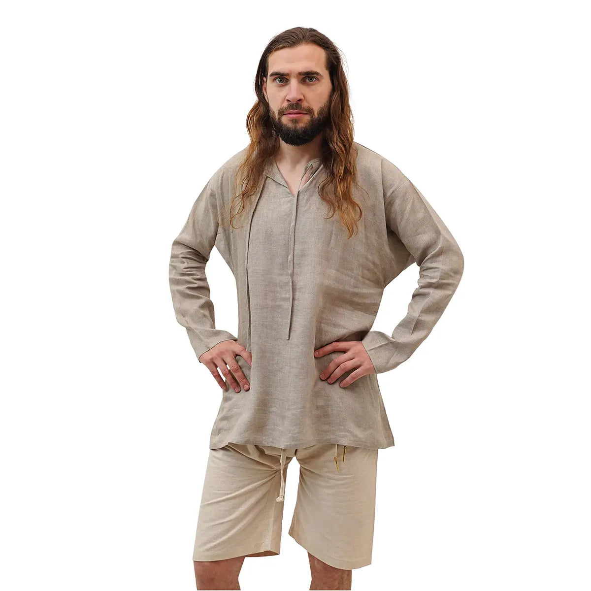 Camisa medieval de lino Waldemar — corte A, camisa interior histórica