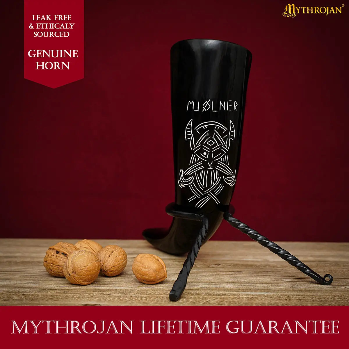 Cuerno vikingo de beber 400 ml con grabados y bolsa - imagen 15