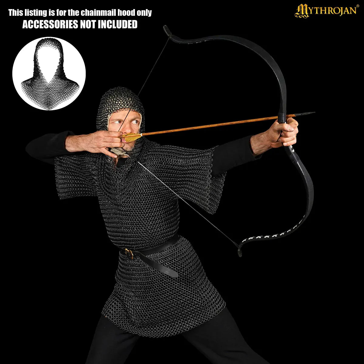 Capucha de malla medieval en acero (10 mm, 16 gauge) — Talla L - imagen 8