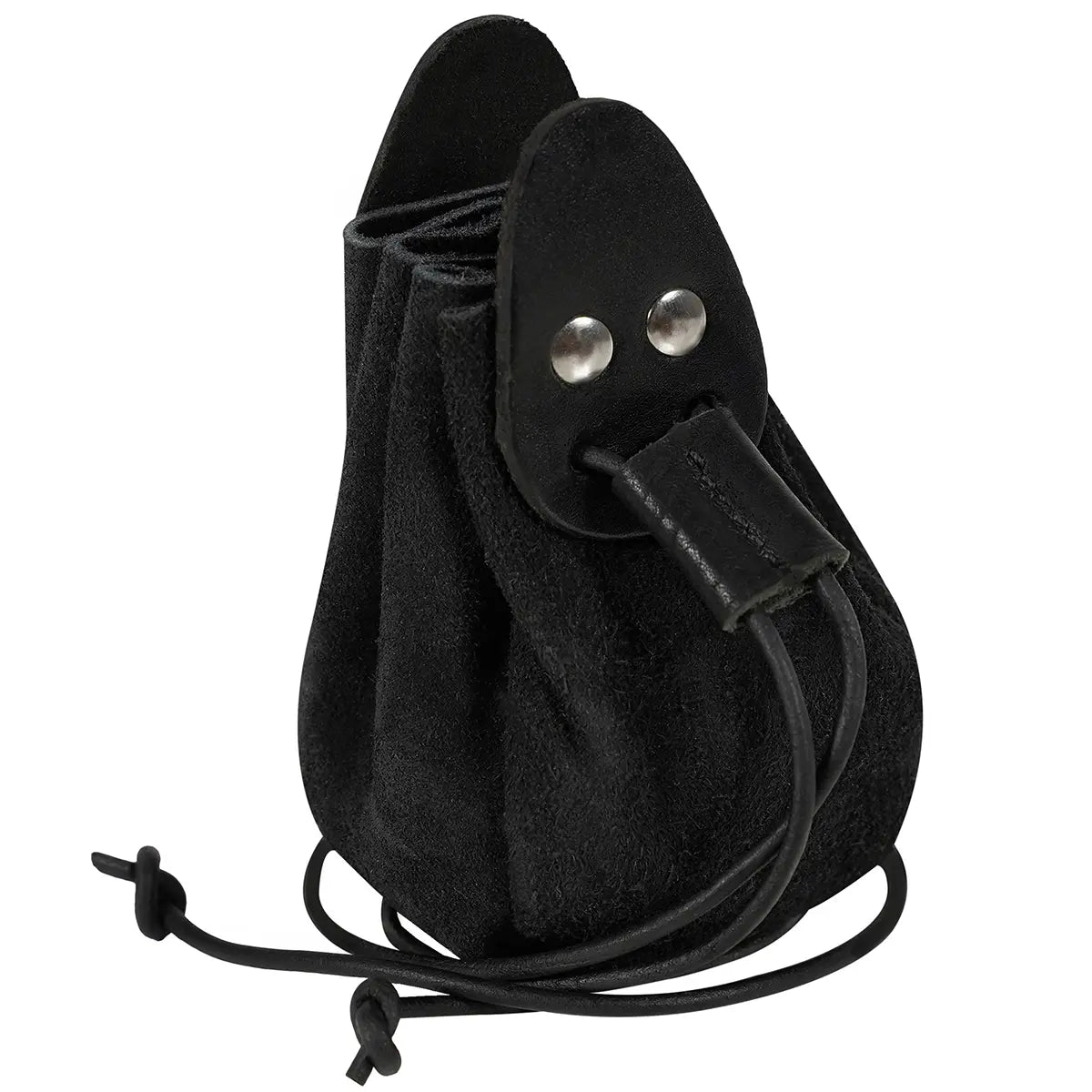 Bolsa medieval de ante con cordón, gris — para monedas y dados - imagen 7