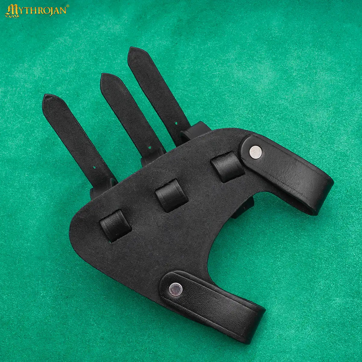 Baldric renacentista de cuero para espada, triple hebilla (Negro, Marrón)