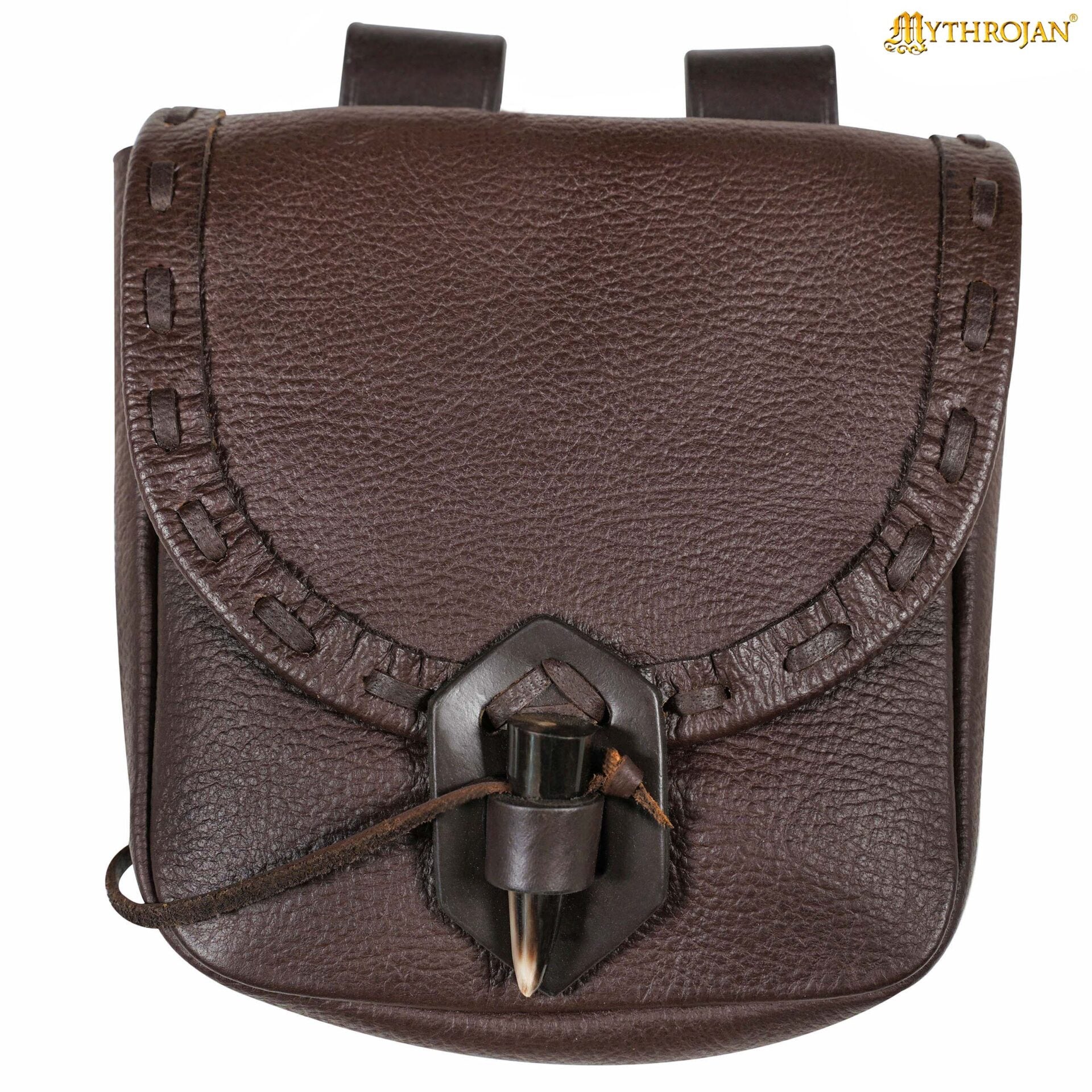 Bolsa de cinturón medieval de cuero con cierre de cuerno - imagen 51