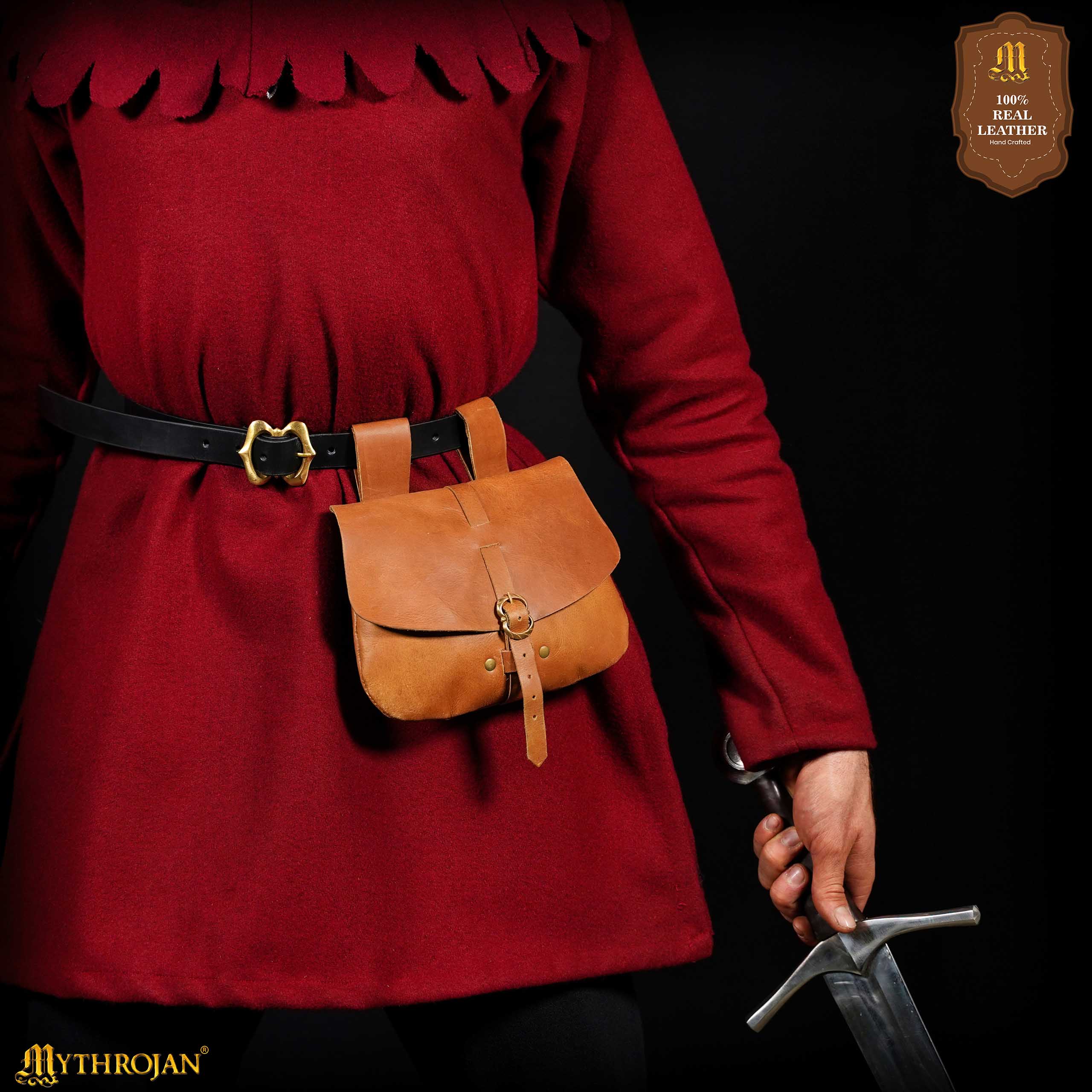 Bolsa de cintura medieval de cuero genuino - LARP y disfraces - imagen 13