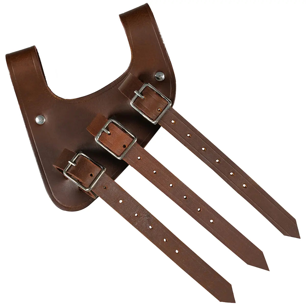 Baldric renacentista de cuero para espada, triple hebilla (Negro, Marrón)