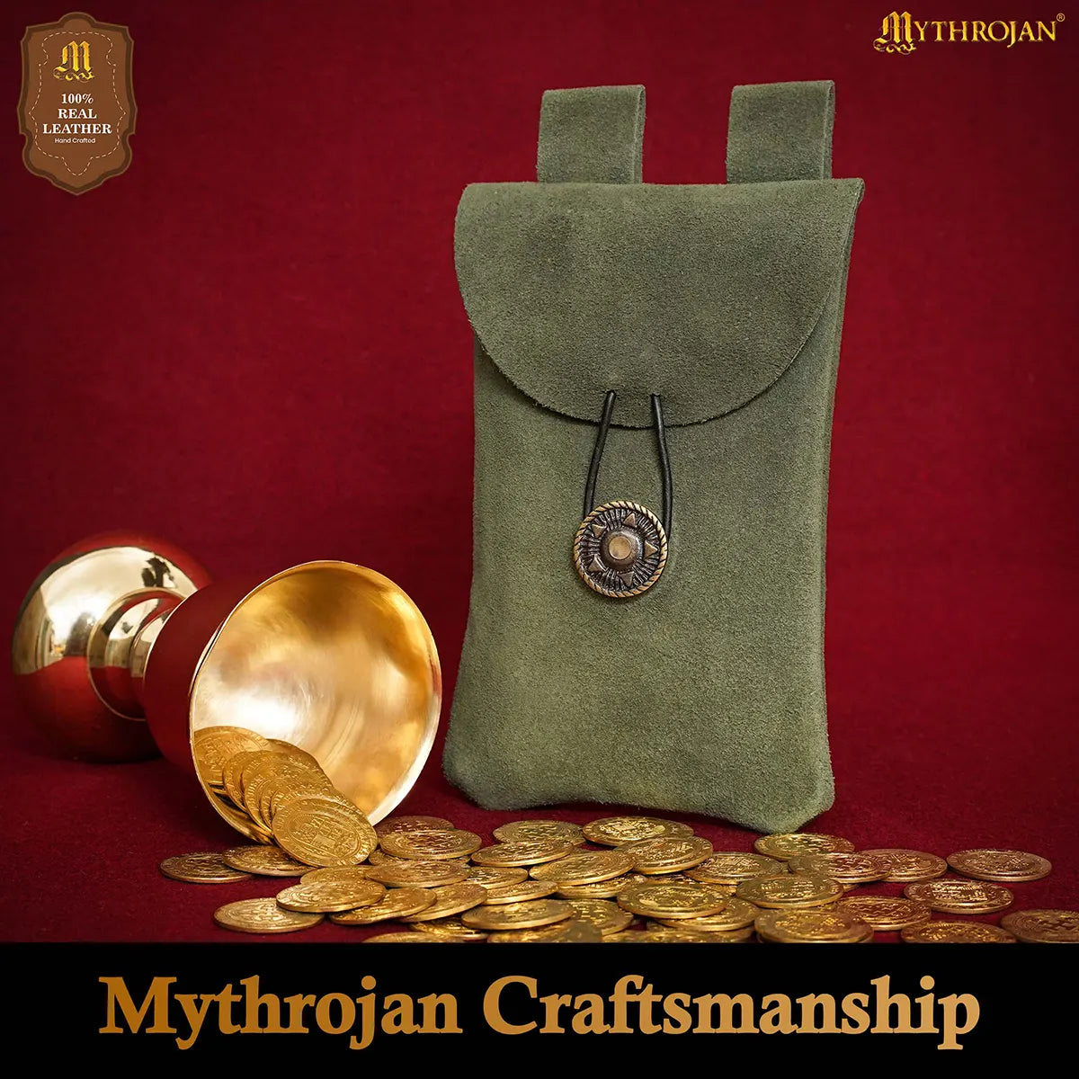 Bolsa de cinturón Mythrojan en piel serraje con botón antiguo - imagen 9