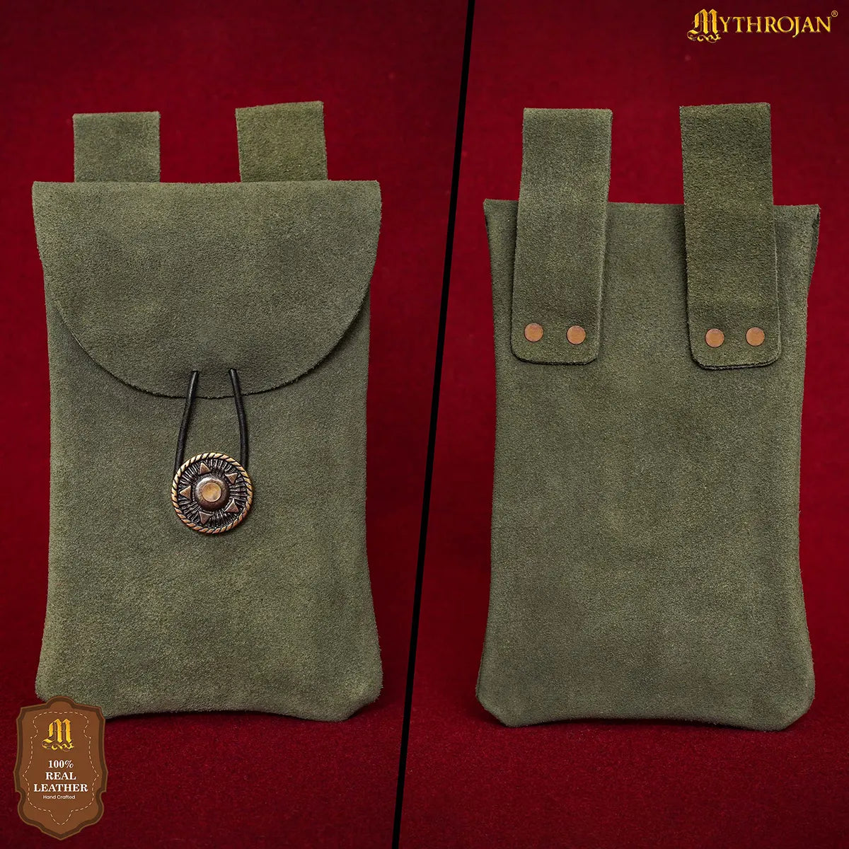Bolsa de cinturón Mythrojan en piel serraje con botón antiguo - imagen 10