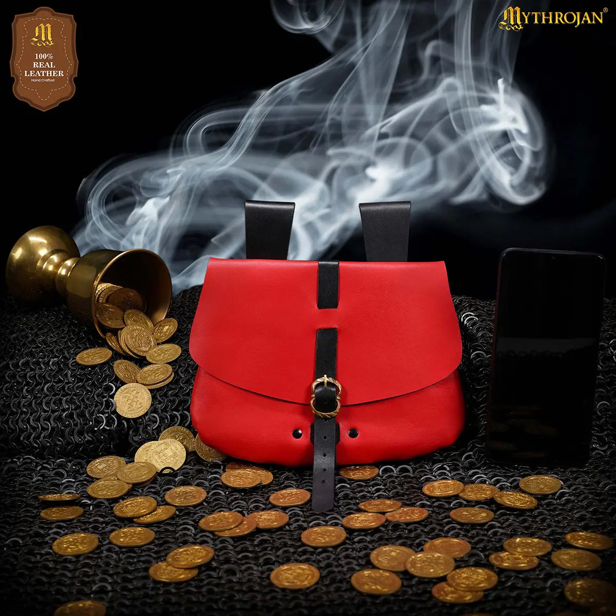 Bolsa medieval de cuero para cintura (LARP, disfraces)