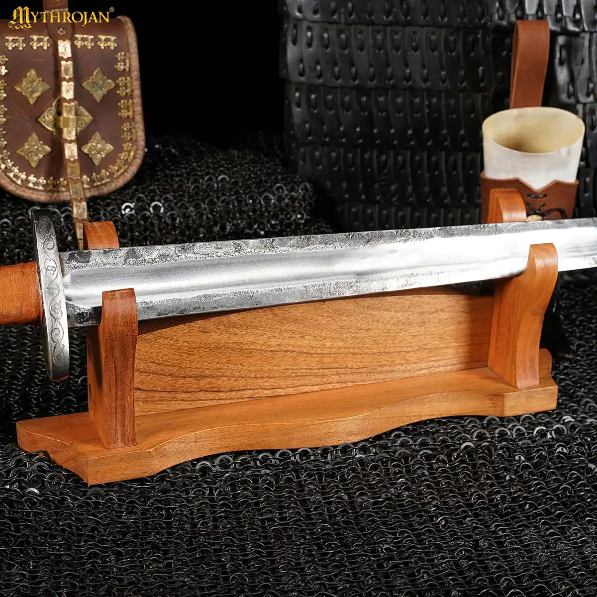 Soporte para espada de madera maciza (1 nivel) 16" x 3" x 7" - imagen 7
