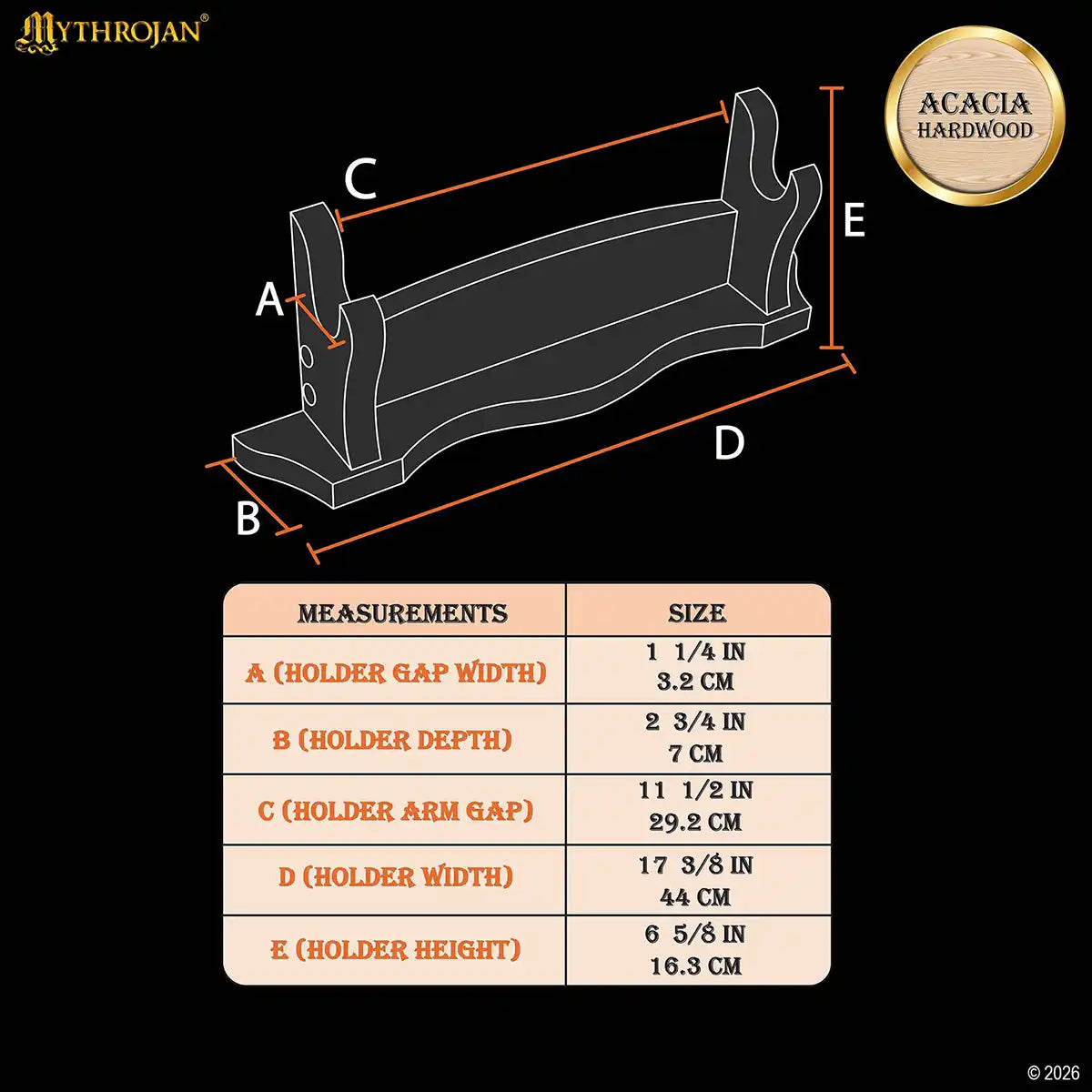 Soporte para espada de madera maciza (1 nivel) 16" x 3" x 7" - imagen 4
