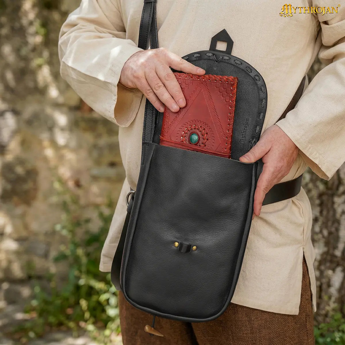 Bolsa mensajera medieval de cuero Mythrojan - imagen 6