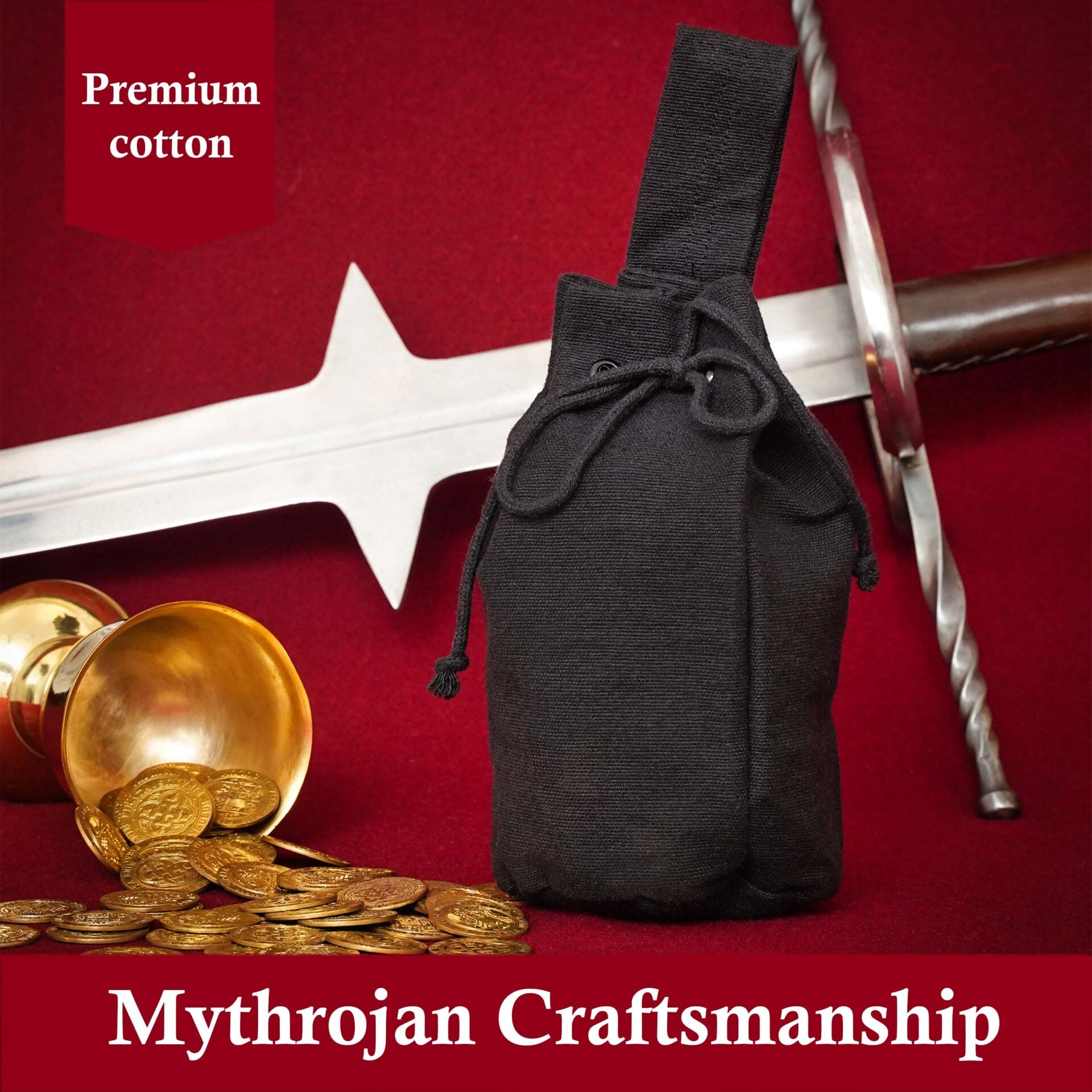 Bolsa de cinturón medieval con cordón (lona de algodón o 70% lana) - imagen 15