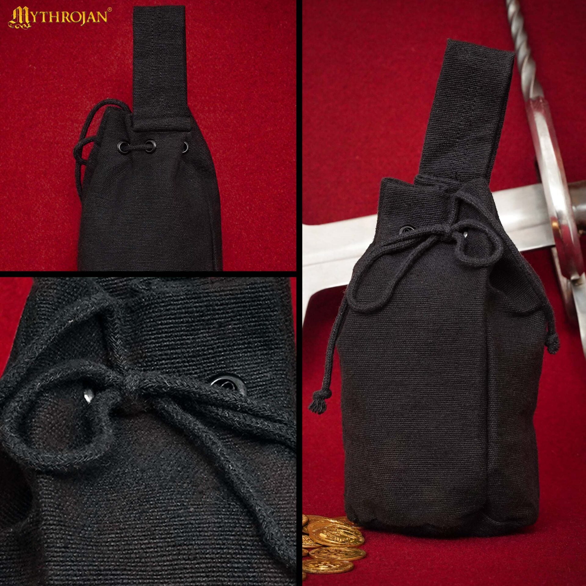 Bolsa de cinturón medieval con cordón (lona de algodón o 70% lana) - imagen 16