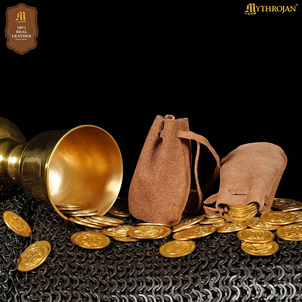 Bolsas de cuero serraje medieval - set 2 tamaños - imagen 16