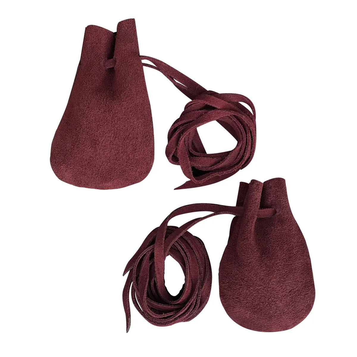 Bolsas de cuero serraje medieval - set 2 tamaños - Wine Red Suede