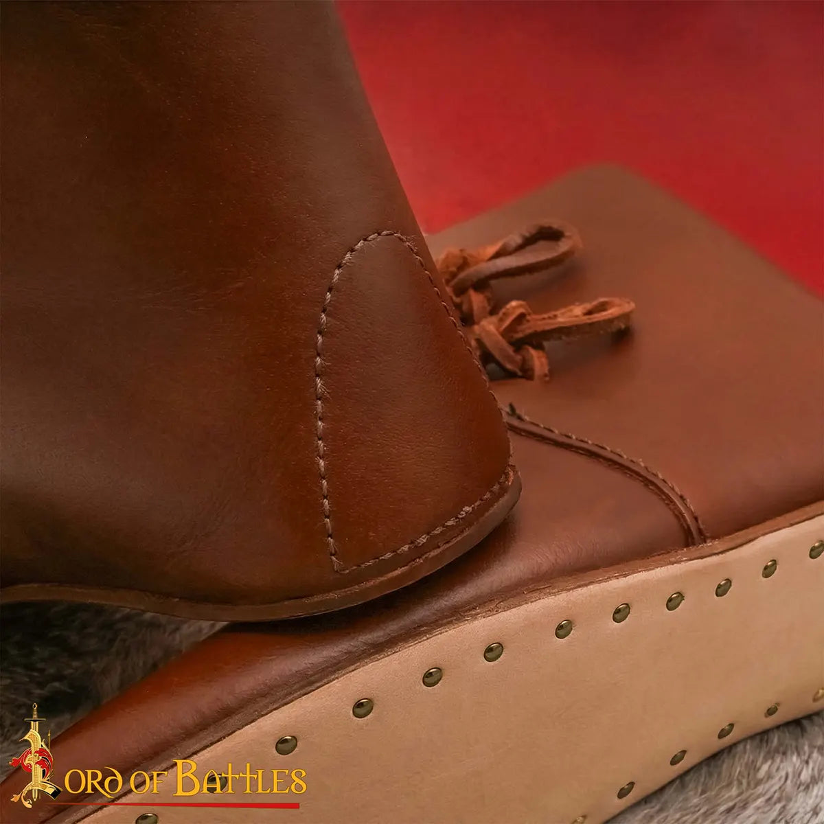 Zapatos medievales (siglos XII–XV) en cuero plena flor, marrón — Tallas 39–45 - imagen 8