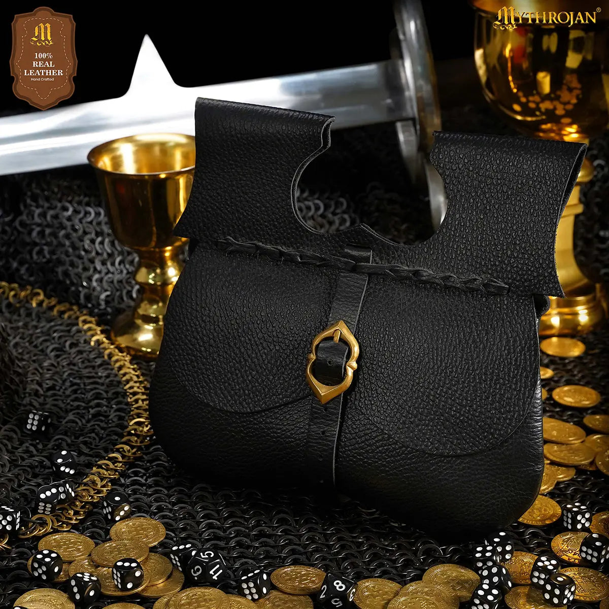 Bolsa renal medieval de cuero para cinturón, marrón - imagen 14